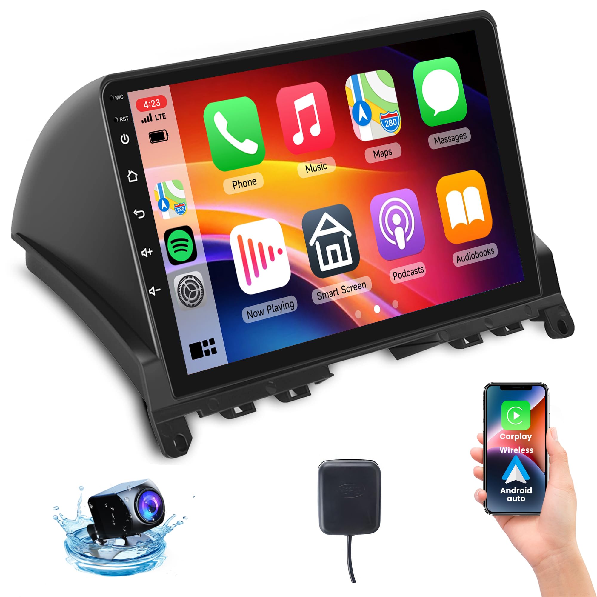 2GB RAM 64GB ROM Android 13 Car Stereo with Wireless CarPlay & Android Auto | 9