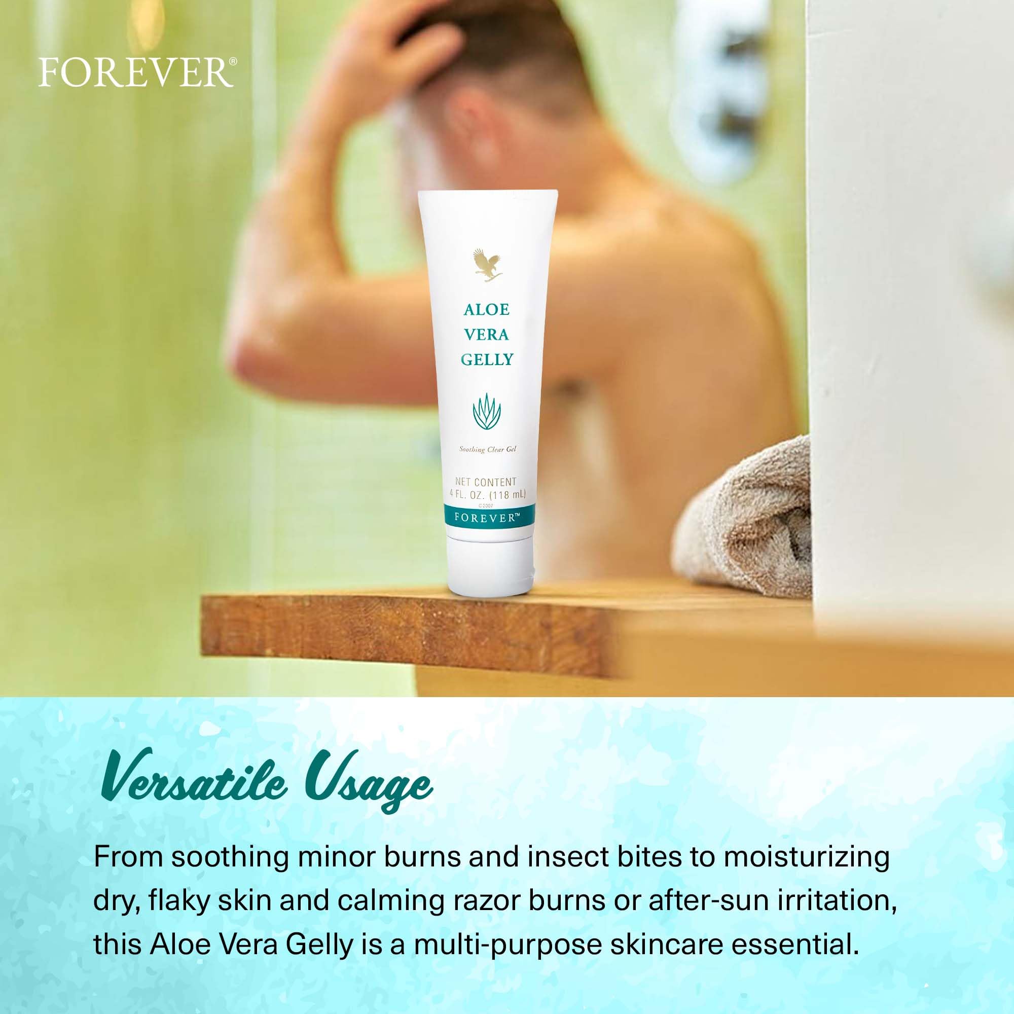 Forever Living Aloe Vera Gelly - 4 fl oz Pure Aloe Gel for Skin Soothing, Moisturizing & Conditioning | Vegan, Gluten-Free | Perfect for Sunburn Relief, Dry Skin & After-Shave Care