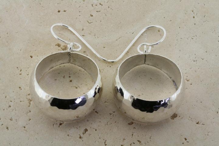 Hammered Convex Hoop Drop Earrings for Women - Gold & Silver Boho Dangle Earrings - Perfect for Parties, Weddings & Everyday Wear