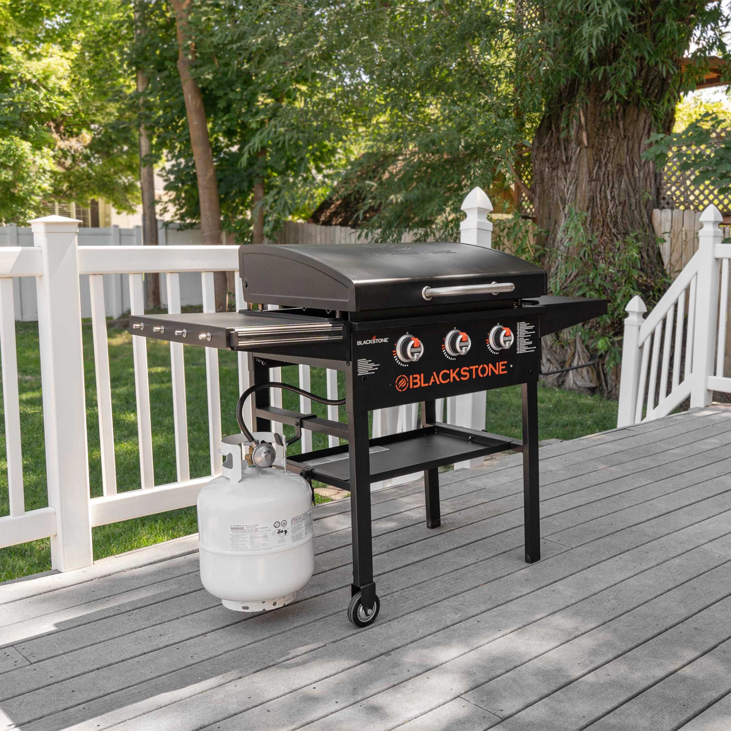 28 Inch Blackstone Griddle 2080 - 3-Burner XL Flat Top Grill with Hood & Side Shelves | Outdoor Cooking for Camping, Tailgating & Backyard BBQs