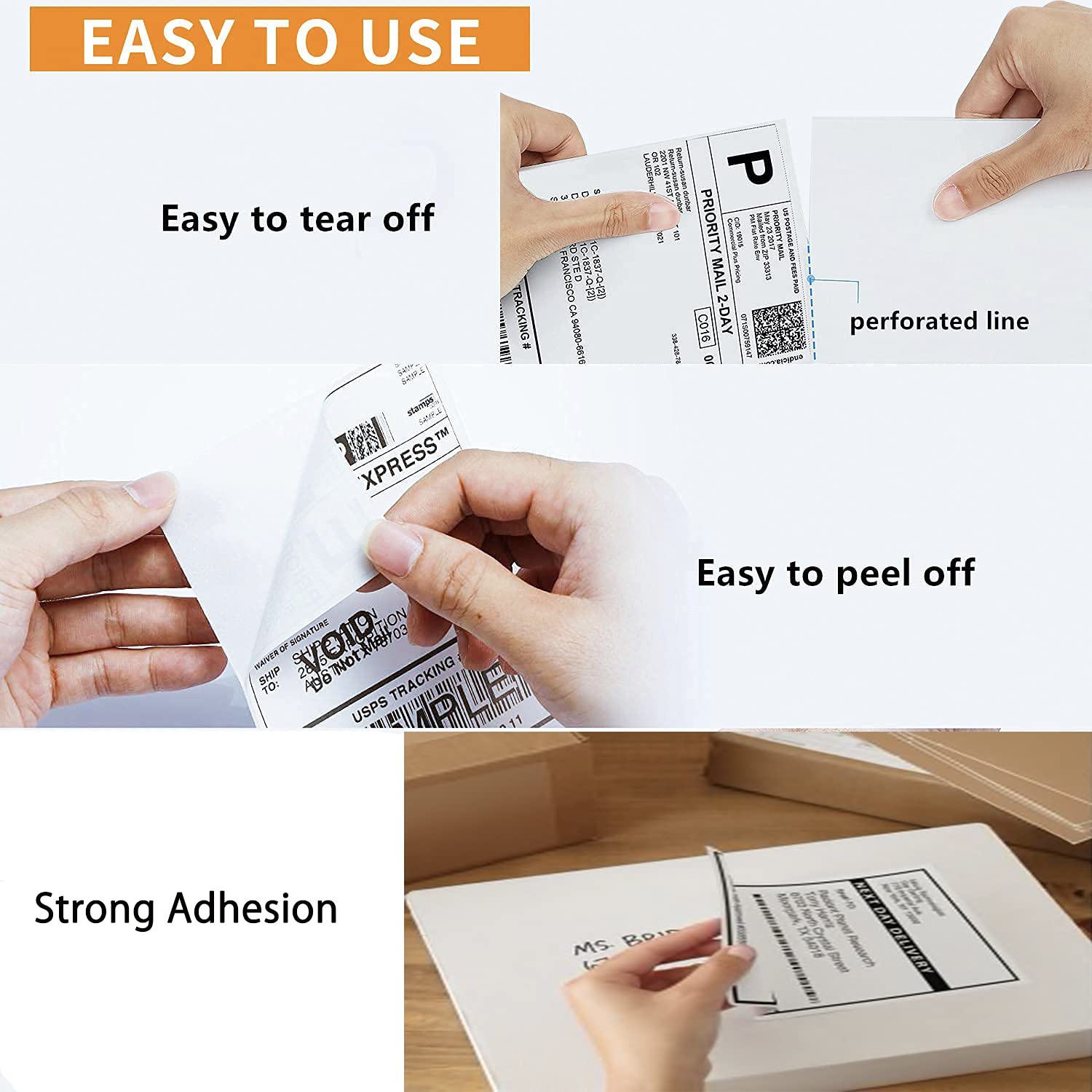 500PCS 4x6 Fanfold Thermal Direct Shipping Labels - Compatible with Thermal Label Printers - Self-Adhesive Sticker Paper for Ecommerce, Logistics & Package Shipping (500 Labels per Stack)