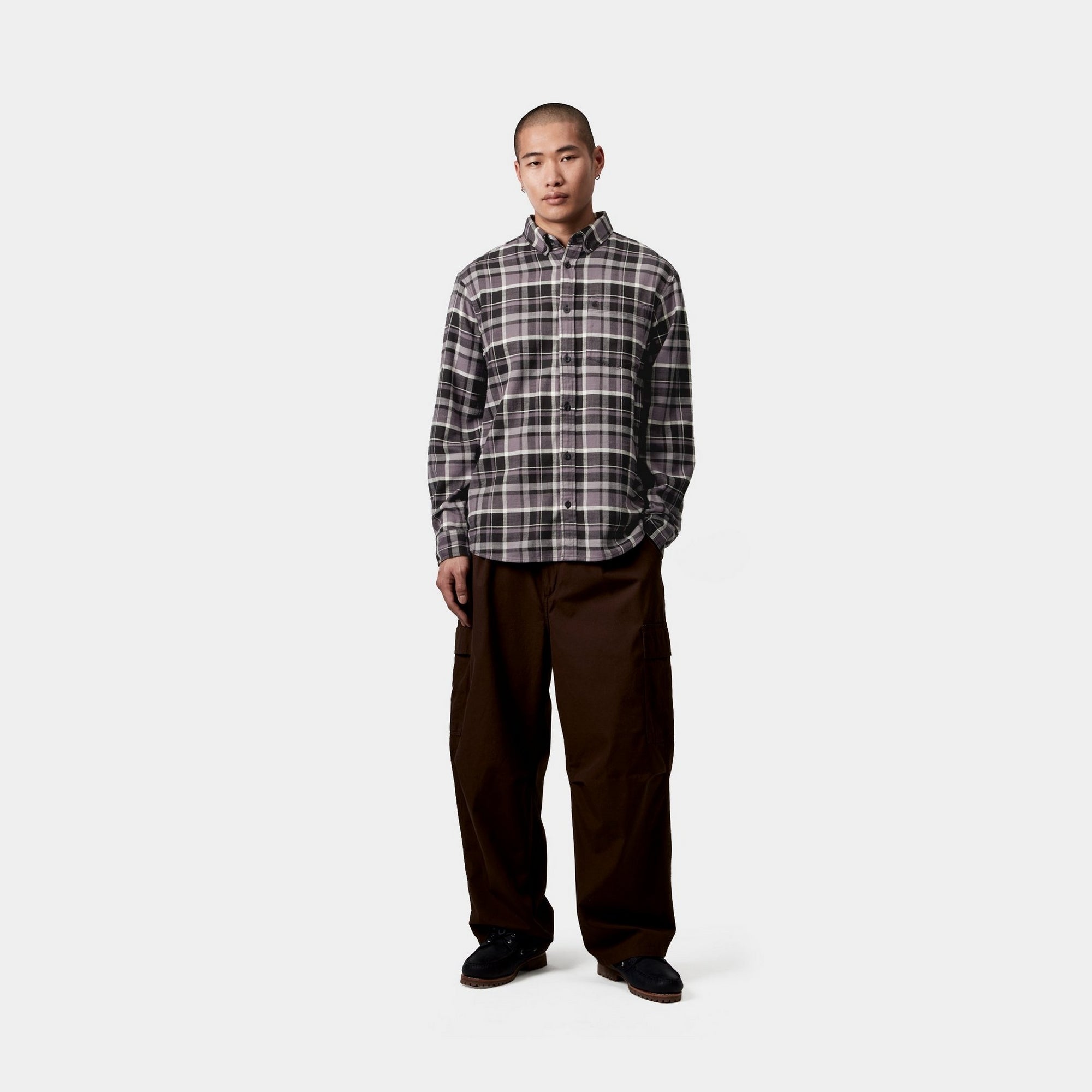Fendrick Men's Classic Checkered Button-Down Shirt - Black Plaid Casual Long Sleeve Shirt for Work, Office & Outdoor Activities