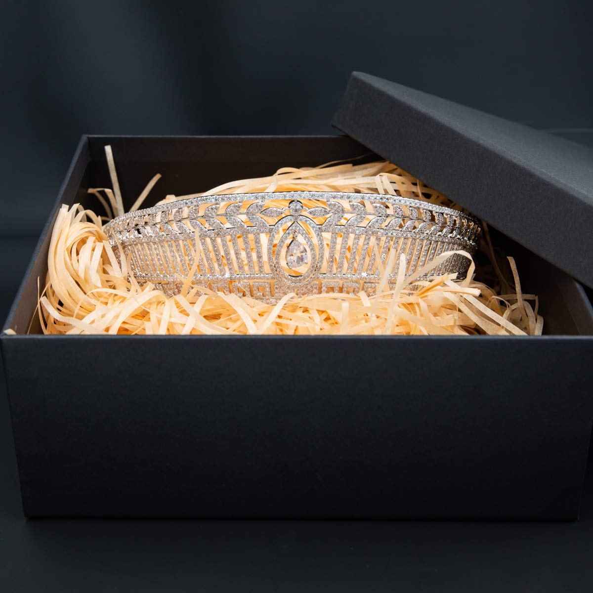 Platinum Plated Cubic Zirconia Princess Tiara Crown | Elegant Royal Wedding Hair Accessory for Brides, Prom, Pageants & Special Occasions
