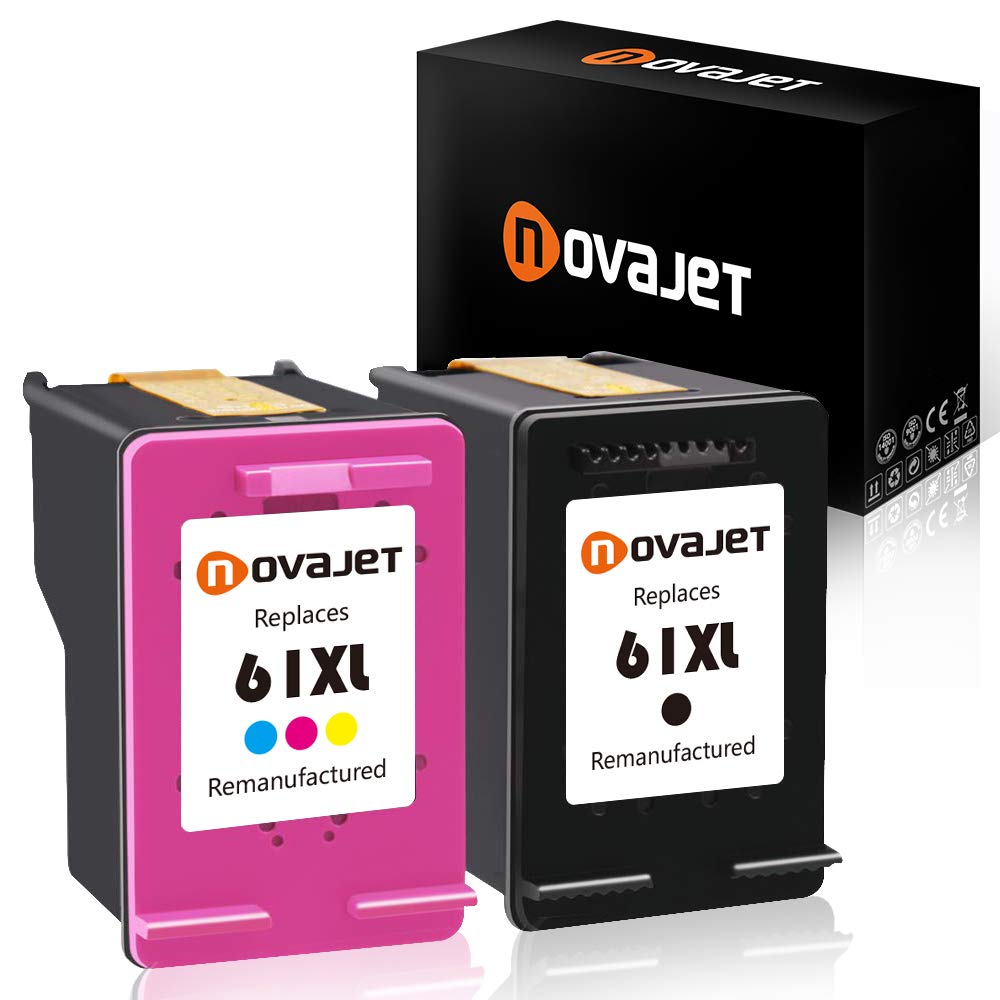 HP 61XL Remanufactured Ink Cartridges (1 Black + 1 Tri-Color) - Compatible with HP Envy 4500, 5530, Deskjet 1000, 2540, 3050, 3510 & Officejet 4630, 2620 Printers - High-Quality Printing for Home & Office Documents, Photos, School Projects
