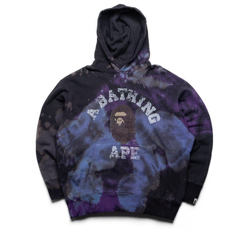 BAPE Tie Dye College Pullover Hoodie for Men & Women - Black Streetwear Sweatshirt | Casual Wear, Urban Fashion & Hip Hop Style