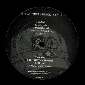9th Wonder vs Jay Z – Black Is Back – BIBLP01 PROMO Vinyl Record | Limited Edition Hip Hop Album | Perfect for Music Collectors & Hip Hop Fans | Great for Home Listening, DJ Sets & Gifts