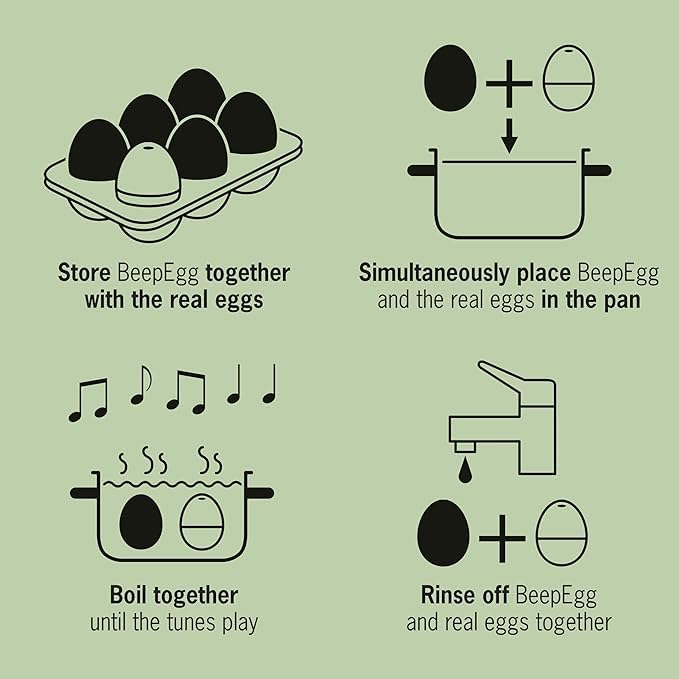 BeepEgg Egg Timer for Boiling Eggs - 3 Levels Doneness (Soft/Medium/Hard) - Safe Food Grade Musical Egg Cooker - Floating Kitchen Timer for Perfect Boiled Eggs - Ideal for Breakfast, Meal Prep & Cooking Enthusiasts
