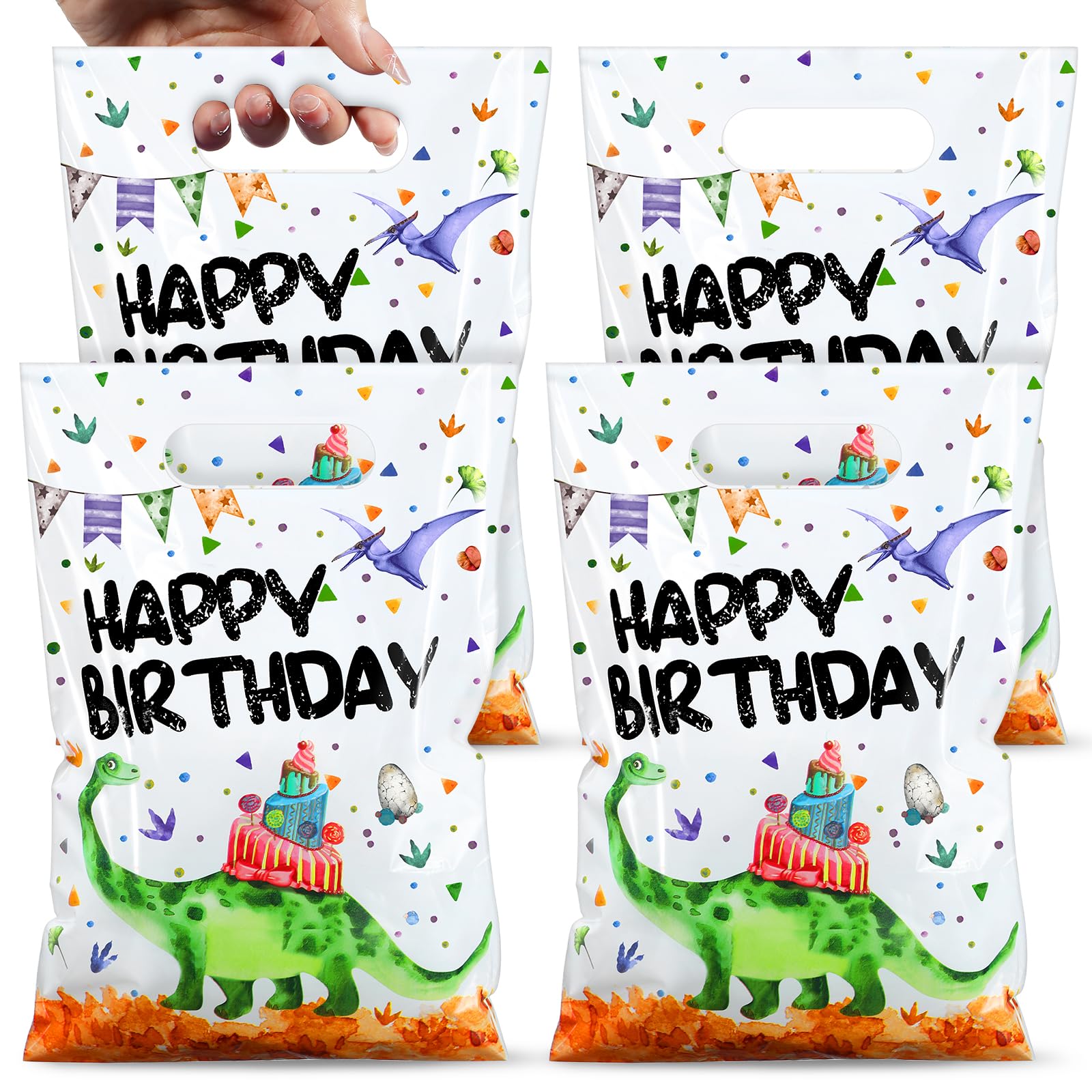 50-Piece Dinosaur Themed Birthday Party Favor Bags - Dino Candy Treat Pouches with Handles for Kids Birthday Decorations & Baby Shower Supplies | Perfect for Dinosaur Birthday Parties, Classroom Rewards, and Party Favors