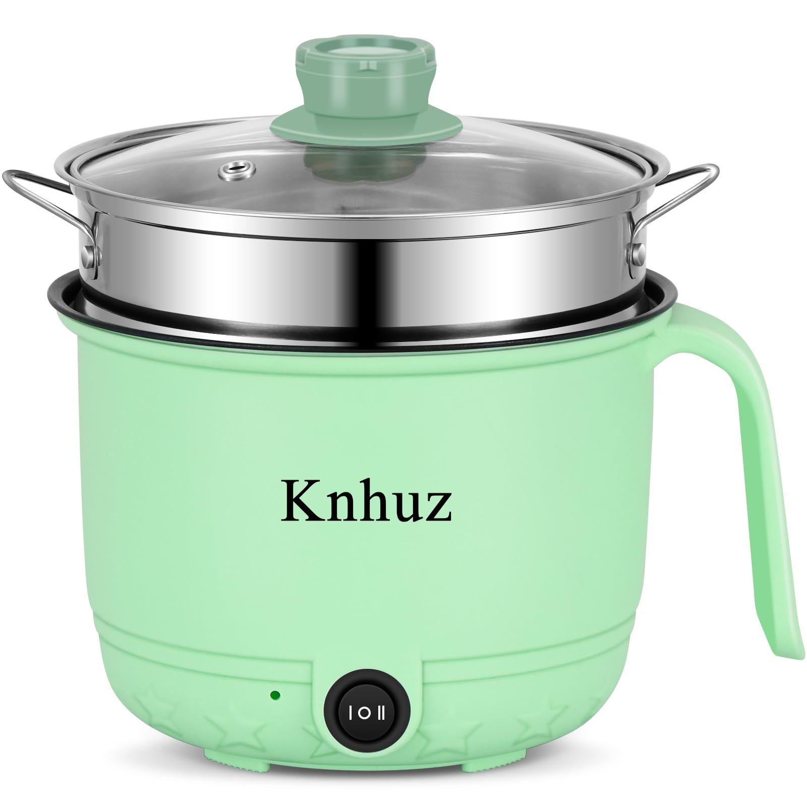 1.8L Mini Electric Hot Pot with Steamer - Fast Ramen Noodle Cooker, Portable Self-Heating Pot for Cooking Noodles, Oatmeal & Pasta | Perfect for Dorm, Office & Travel | Non-Stick Green Shabu Shabu Hot Pot