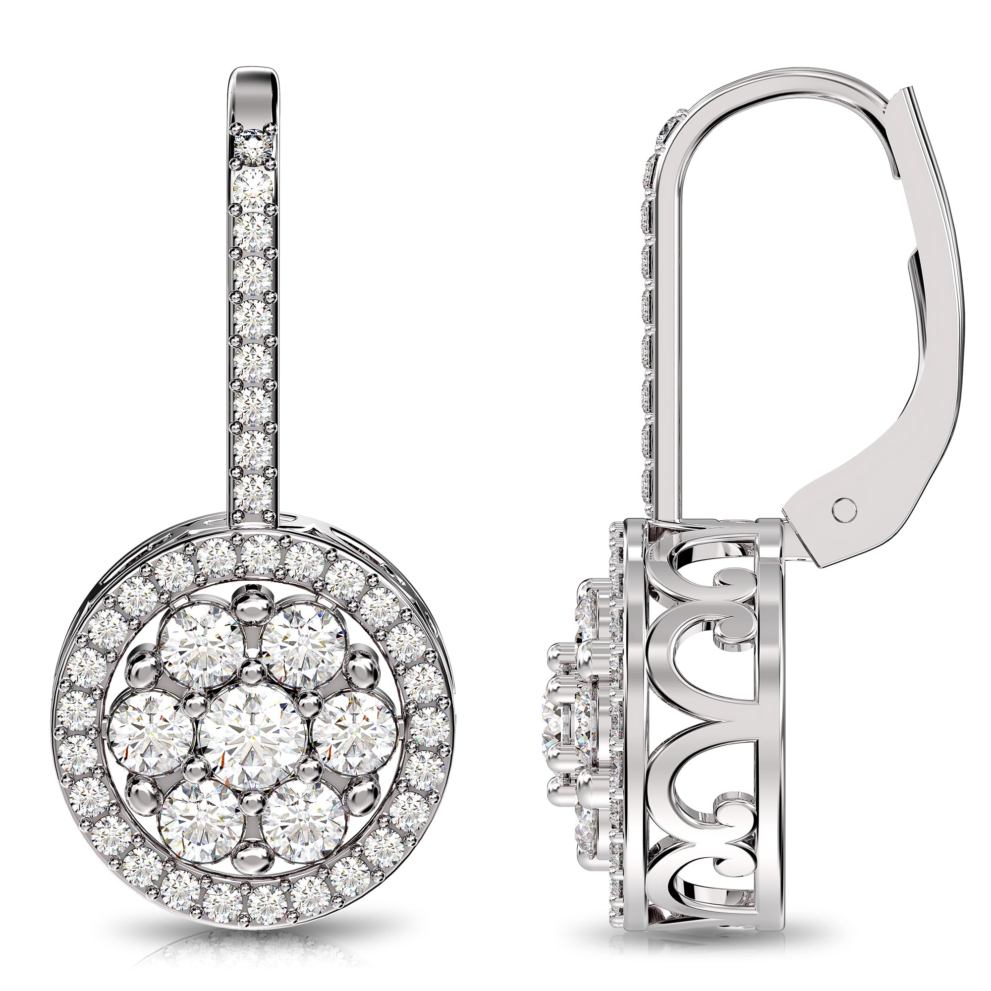 LeCalla 925 Sterling Silver Leverback Earrings for Women | Sparkling Cubic Zirconia Drop Dangle Earrings | Lightweight Hypoallergenic Jewelry | Perfect for Parties, Weddings & Everyday Wear