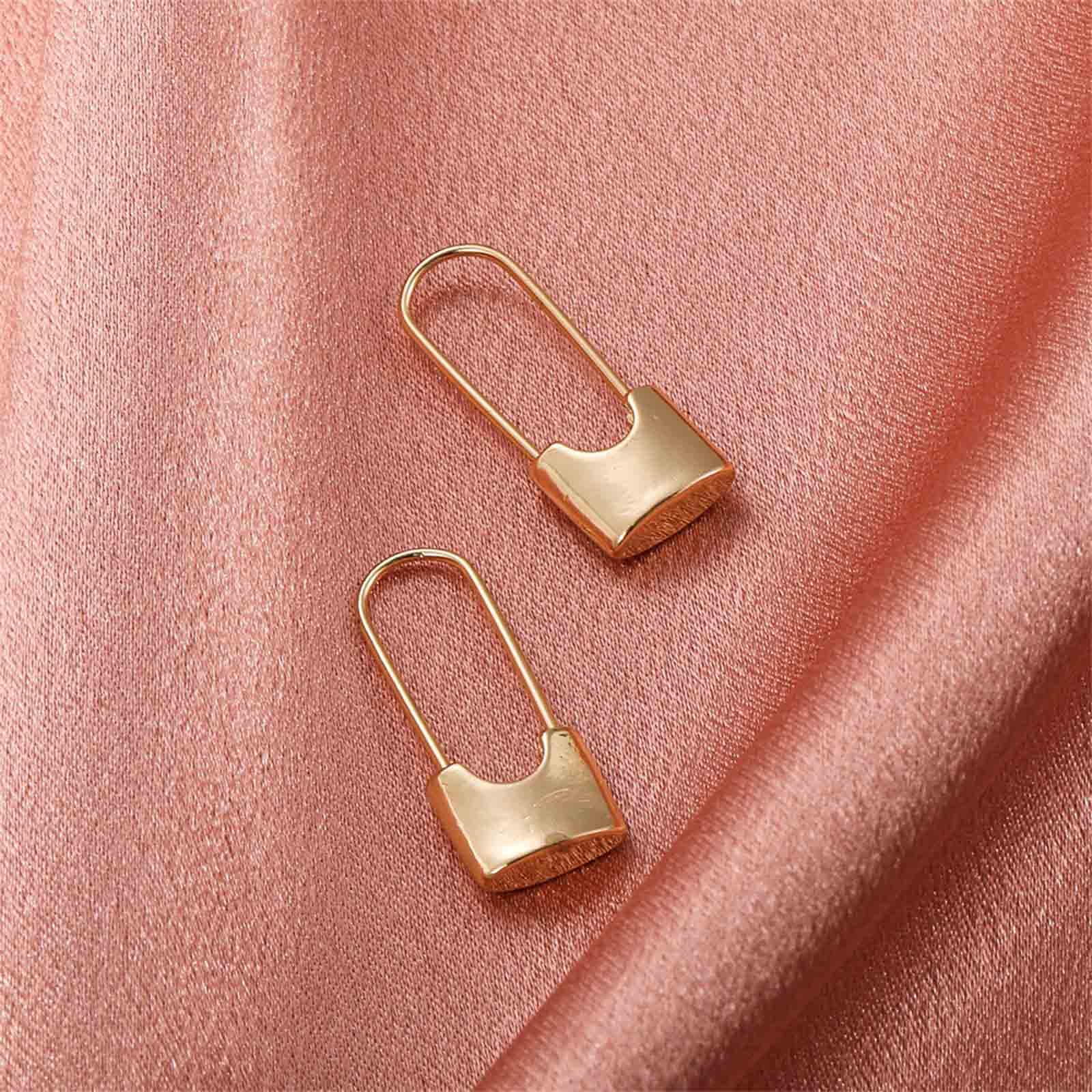 Boho Lock Hoop Earrings for Women - Gold Safety Pin Huggie Earrings with Personalized Padlock Charm | Trendy Jewelry Gift for Girls & Teens | Perfect for Parties, Date Nights & Everyday Wear