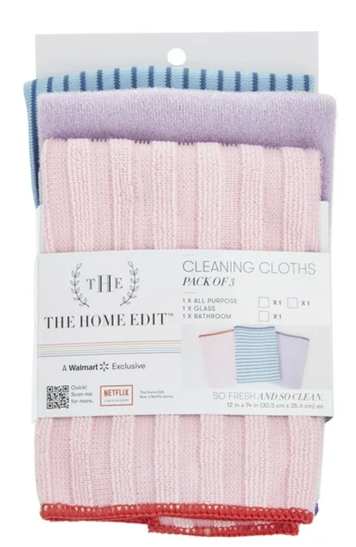 The Home Edit Premium Microfiber Cleaning Cloth Set - 12 Pack Super Absorbent Reusable Towels for Kitchen, Bathroom, Windows & Car Detailing
