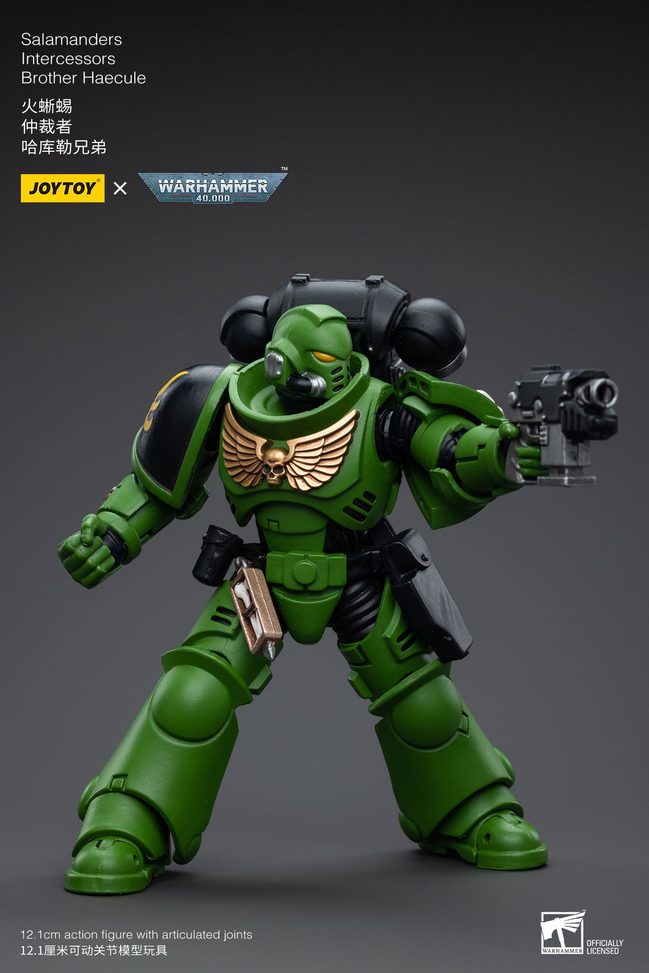 JOYTOY 1/18 Scale 3.75 Inch Warhammer 40K Salamanders Space Marine Intercessors Brother Haecule Action Figure - Reissue Collectible Model for Tabletop Gaming & Display