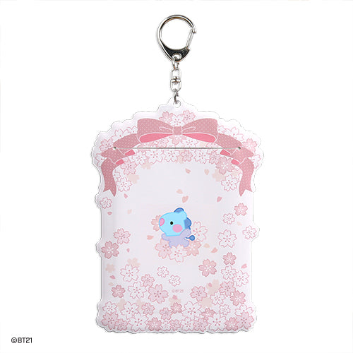 BT21 Cherry Blossom Mini Photocard Holder - Cute BTS Kpop Merch for Collectors | Perfect for Storing Trading Cards, Photos & ID Badges at School, Work or Conventions