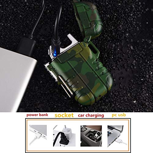 Double Arc Waterproof Lighter - USB Rechargeable Plasma Lighter for Outdoor Survival, Camping, Hiking & Emergency Use - Windproof Flameless Electronic Cigarette Lighter Gift Box (Blue)