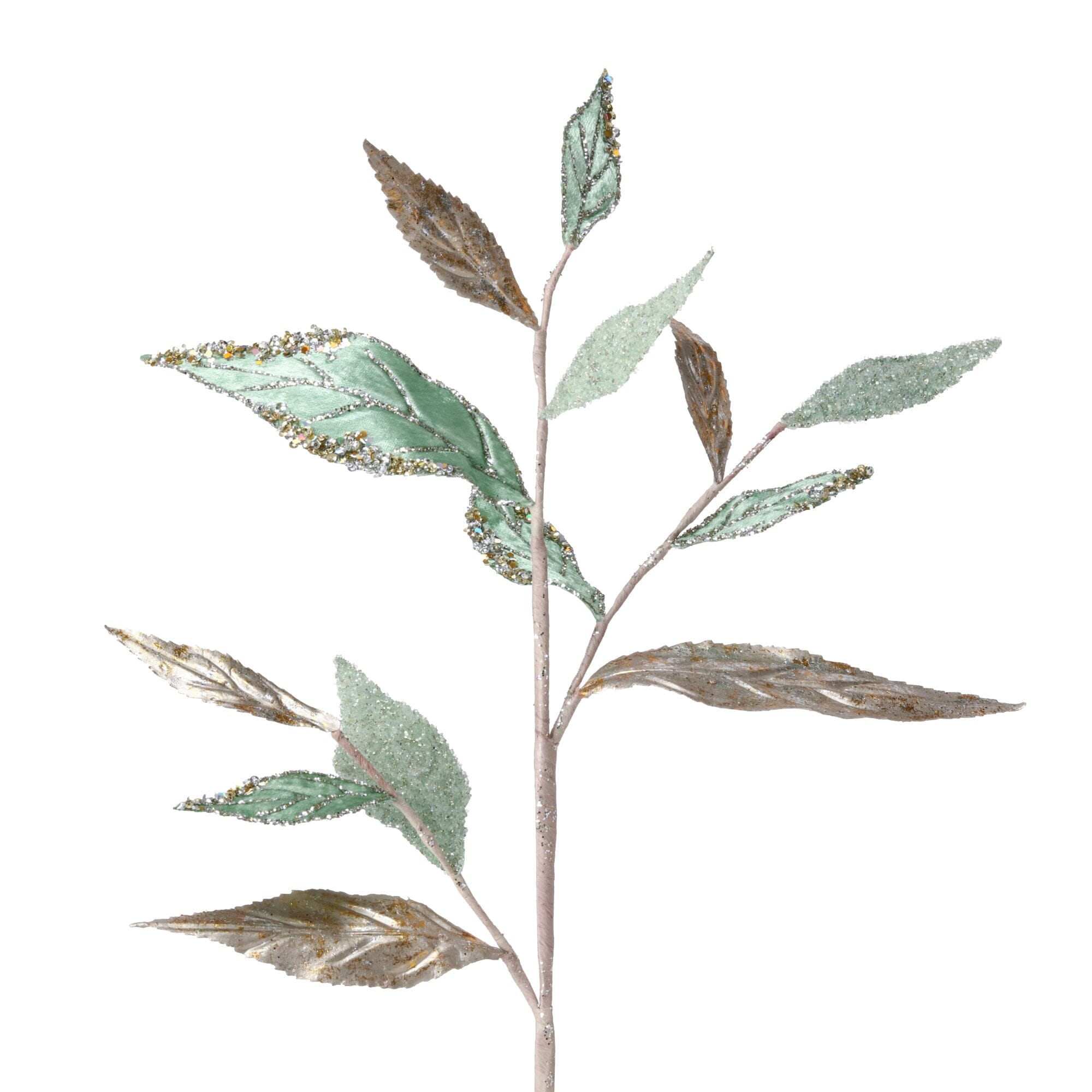 Glitter Leaf Mint Artificial Plants - Decorative Faux Greenery for Home, Office & Party Decor