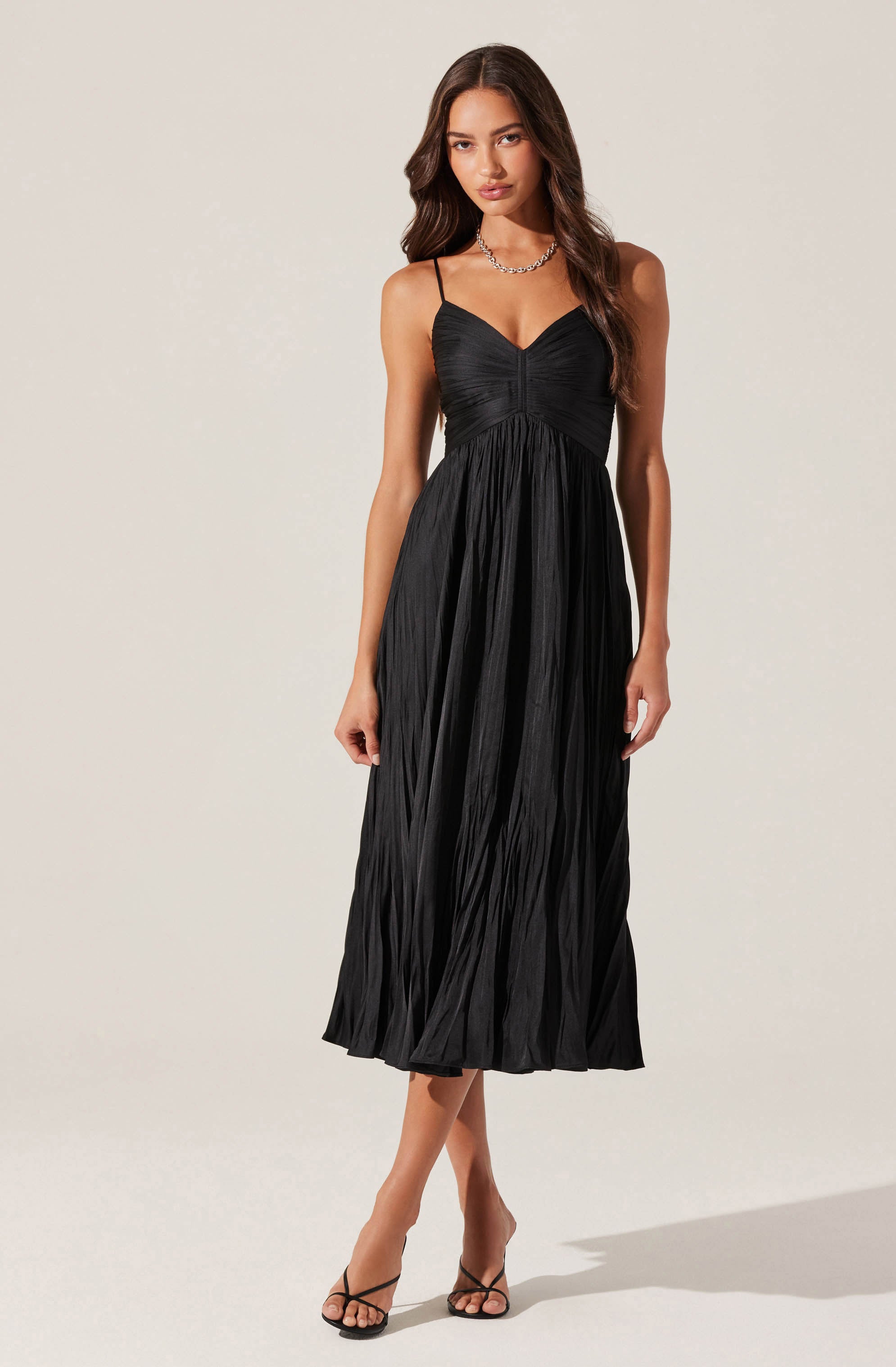 Maeve Pleated Midi Dress for Women - Flowy A-Line Summer Dress with Pockets | Perfect for Office, Date Night & Special Occasions