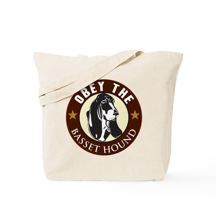 Obey The Basset Hound Natural Canvas Tote Bag - Eco-Friendly Reusable Shopping Bag for Groceries, Beach & Daily Use