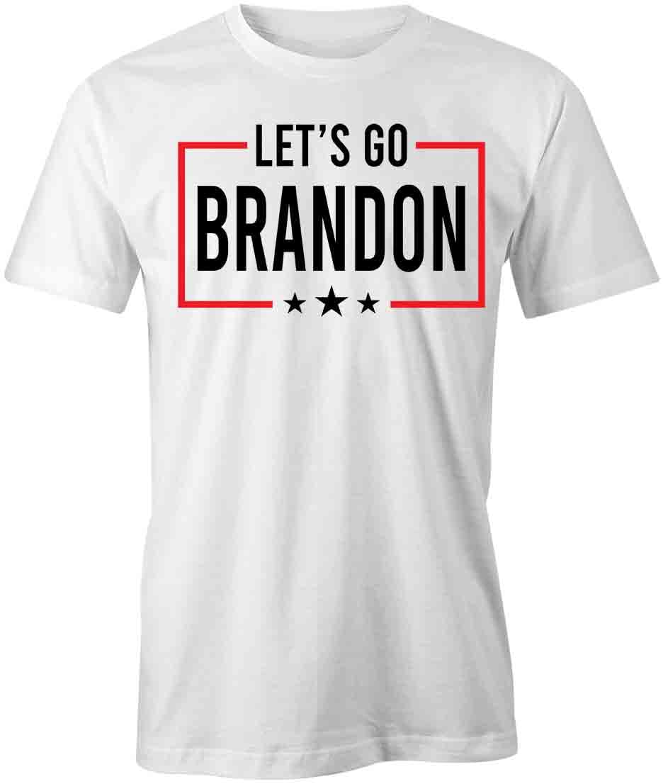 Let's Go Brandon T-Shirt - Funny Political Graphic Tee for Trump Supporters | Printed White Cotton T-Shirt with Slogan | Great for Rallies, Protests & Conservative Events
