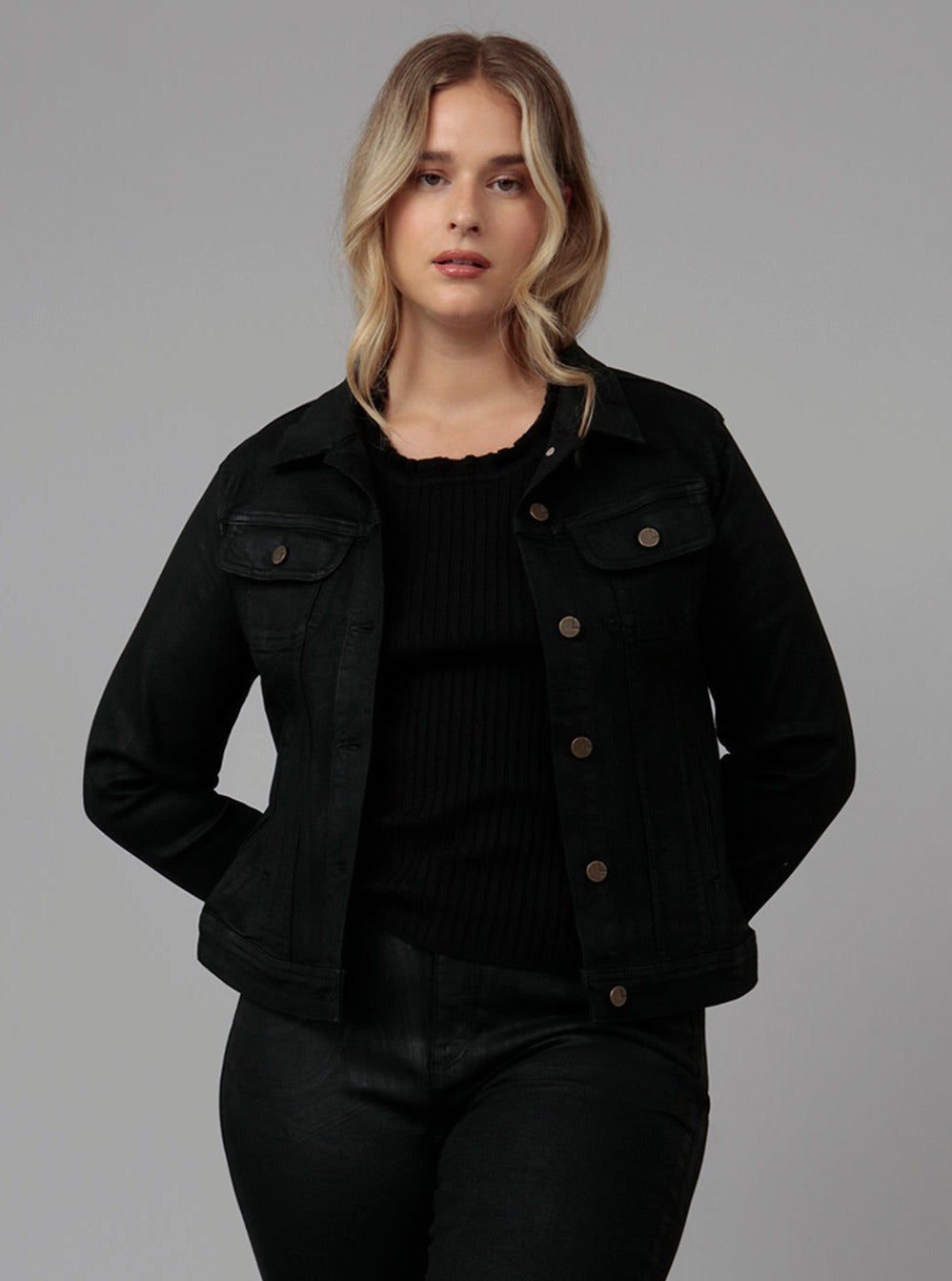 GABRIELLA CBLK Classic Coated Black Jacket for Women - Stylish Outerwear for Fall & Winter Fashion, Office Wear, and Casual Outings