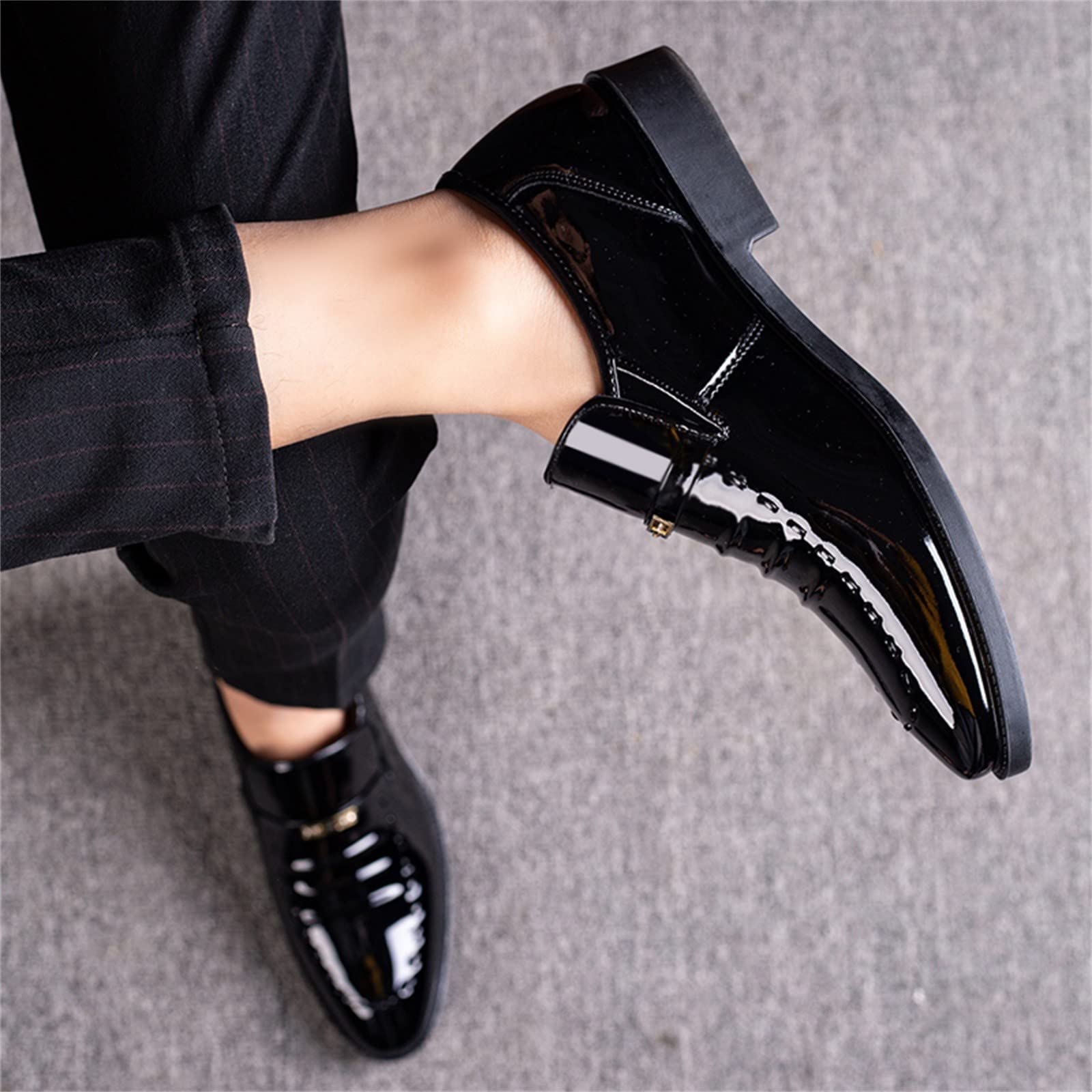 **IQYU Men's Classic Leather Dress Shoes - Elegant Slip-On Boat Shoes & Sneakers for Business, Wedding & Casual Wear**    **Perfect for Office, Formal Events & Everyday Comfort**