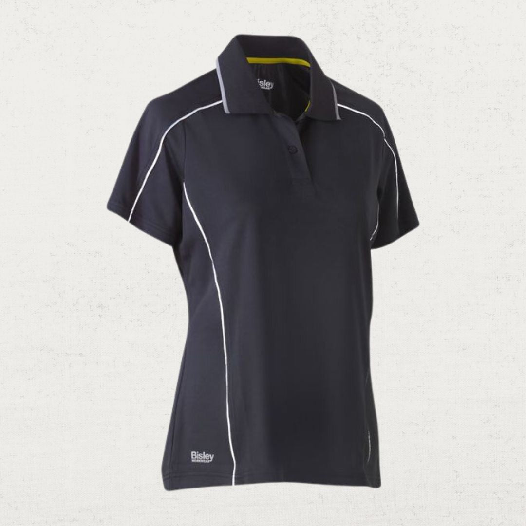 Cool Mesh Polo Shirt with Reflective Piping for Men - Breathable Performance Golf & Casual Wear - Perfect for Outdoor Sports, Work & Summer Activities