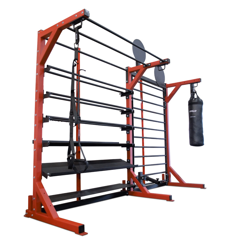 ELITE Multi Storage Rack with Stall Bars 2.0 - Space Saving Home Gym Equipment for Wall Mounted Workout & Storage Organization - Perfect for Home Fitness, Garage Gym and Small Spaces