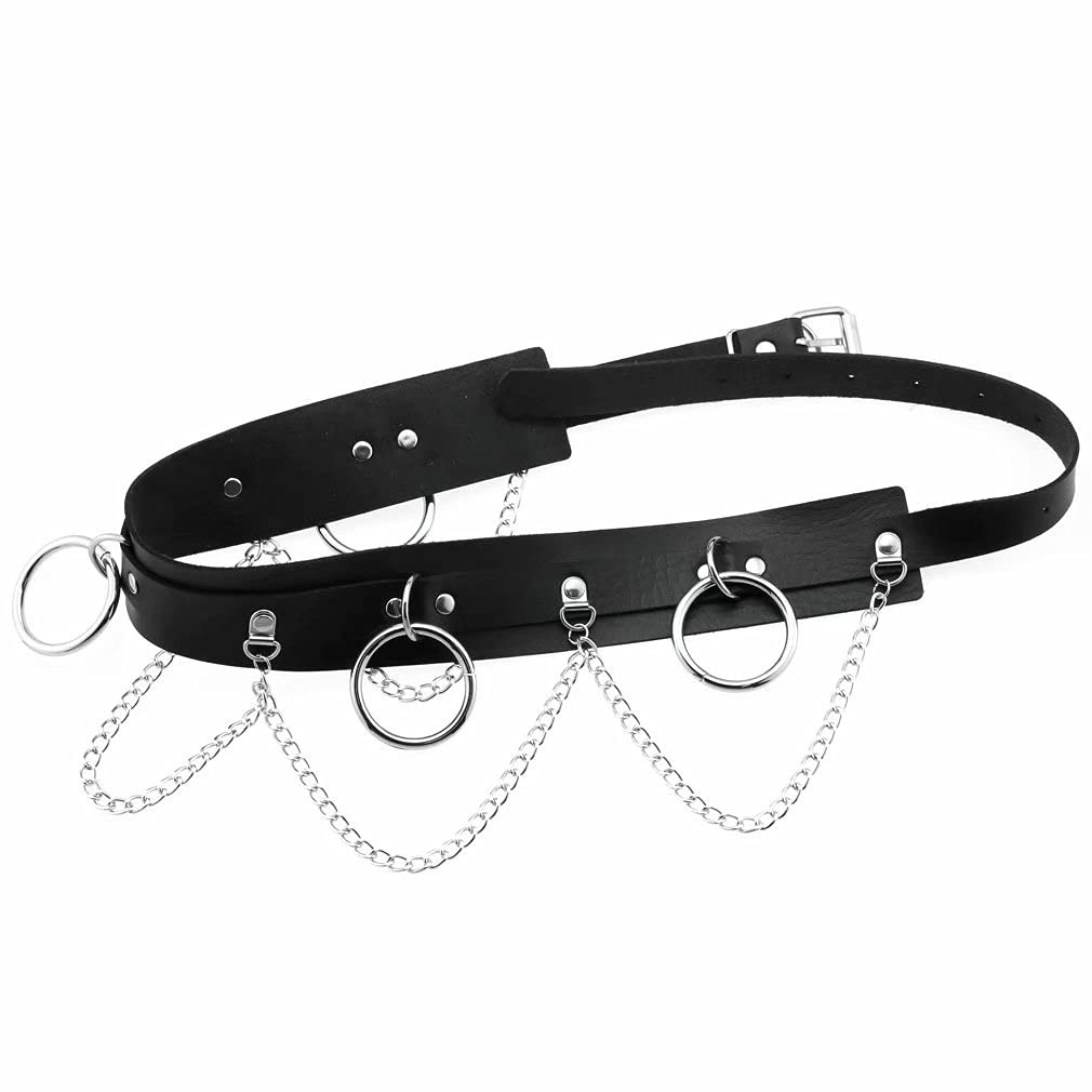 Punk Waist Chain Leather Waist Belt - Gothic Body Jewelry Accessories for Women & Girls | Purple Hip Chain for Rave, Festival, Cosplay & Night Out