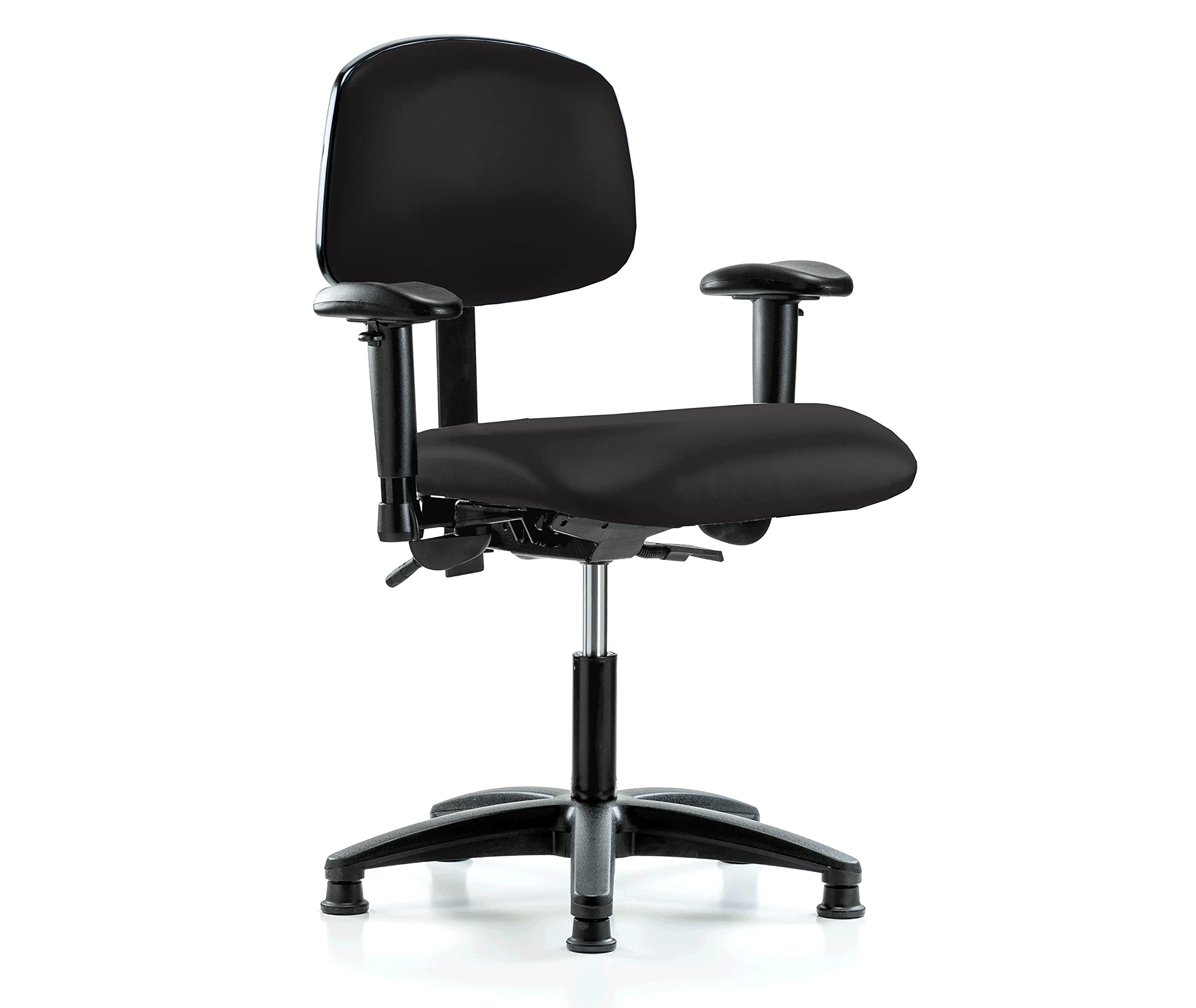 Ergonomic Perch Multi-Task Swivel Chair with Adjustable Stationary Caps - Black Vinyl Office Chair for Standing Desk - Perfect for Home Office, Gaming & Workspace Comfort