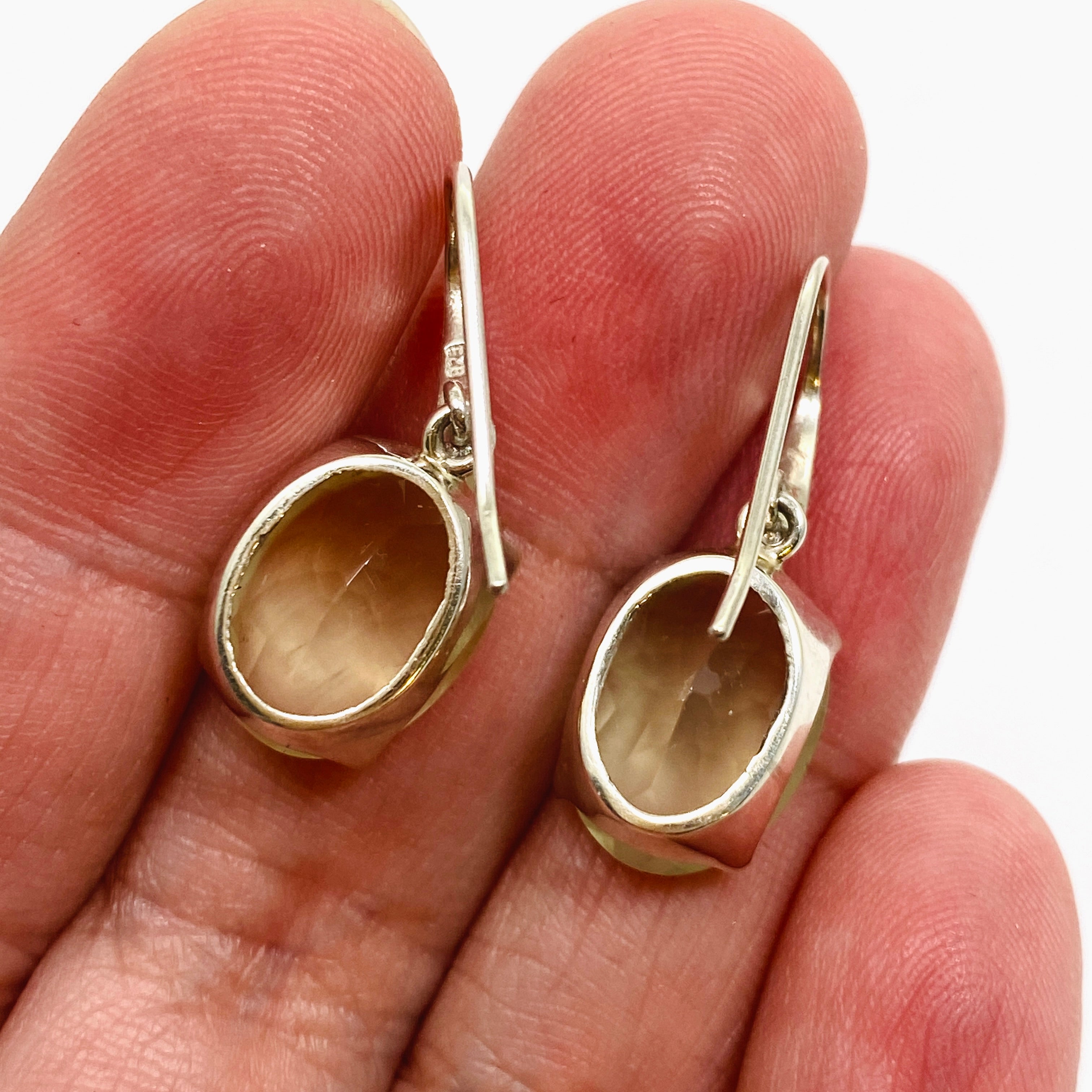 Natural Prehnite Gemstone Oval Faceted Dangle Earrings for Women - Elegant Jewelry Gift for Birthday, Anniversary & Special Occasions - Perfect for Parties, Weddings & Everyday Wear