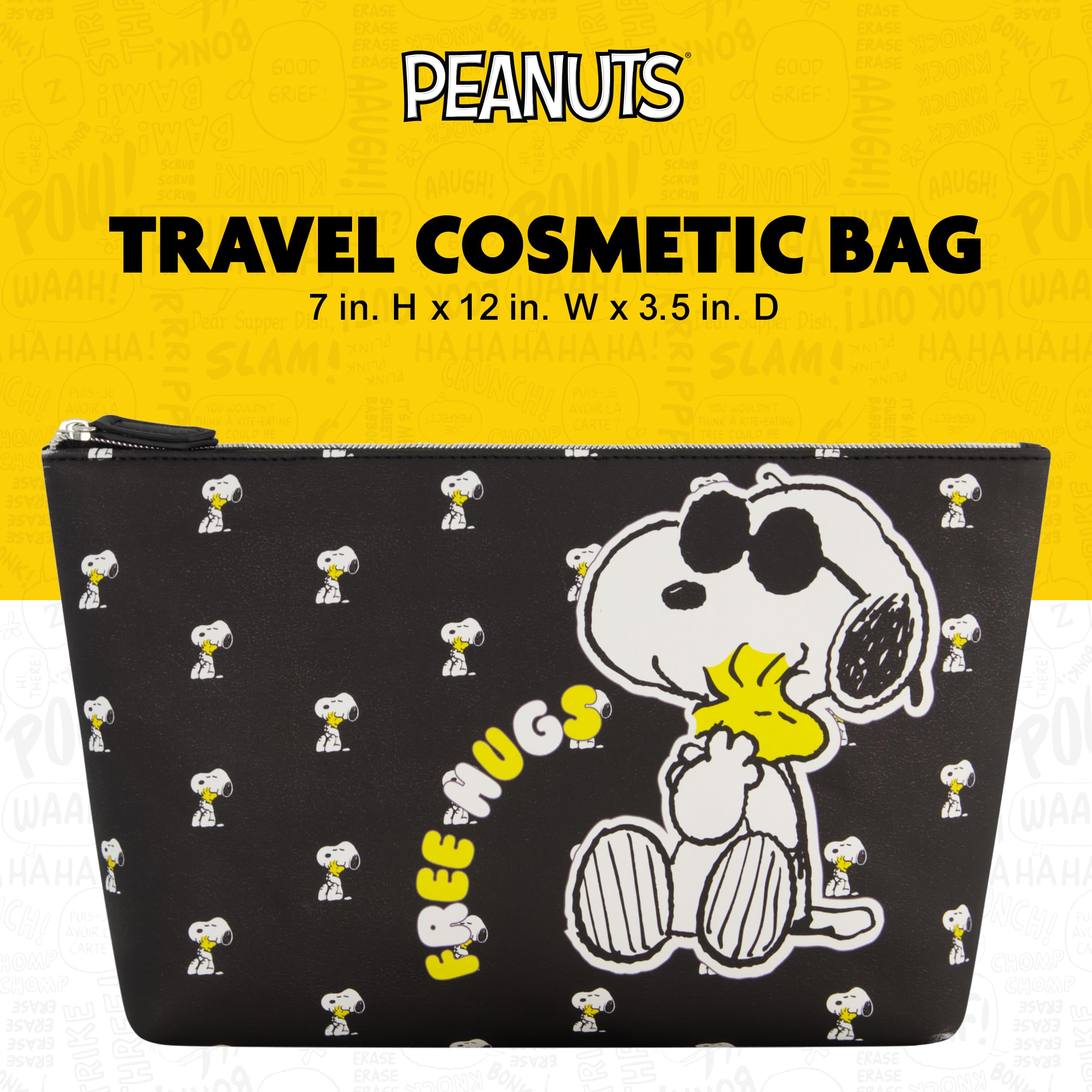 Snoopy Women's Makeup Bag - Small Travel Cosmetic Organizer with Zipper Pouch, Black | Perfect for Toiletries, Makeup Storage & Travel Accessories
