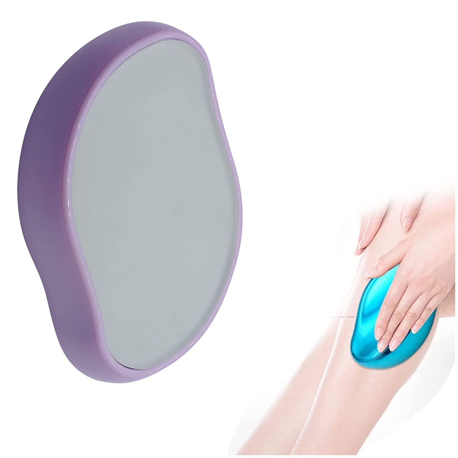2022 New Crystal Hair Eraser Stone for Women & Men - Painless Exfoliation & Hair Removal Tool for Arms, Legs & Back | Magic Hair Remover for Smooth Skin | Perfect for Shower, Spa & Home Use (Purple-A)