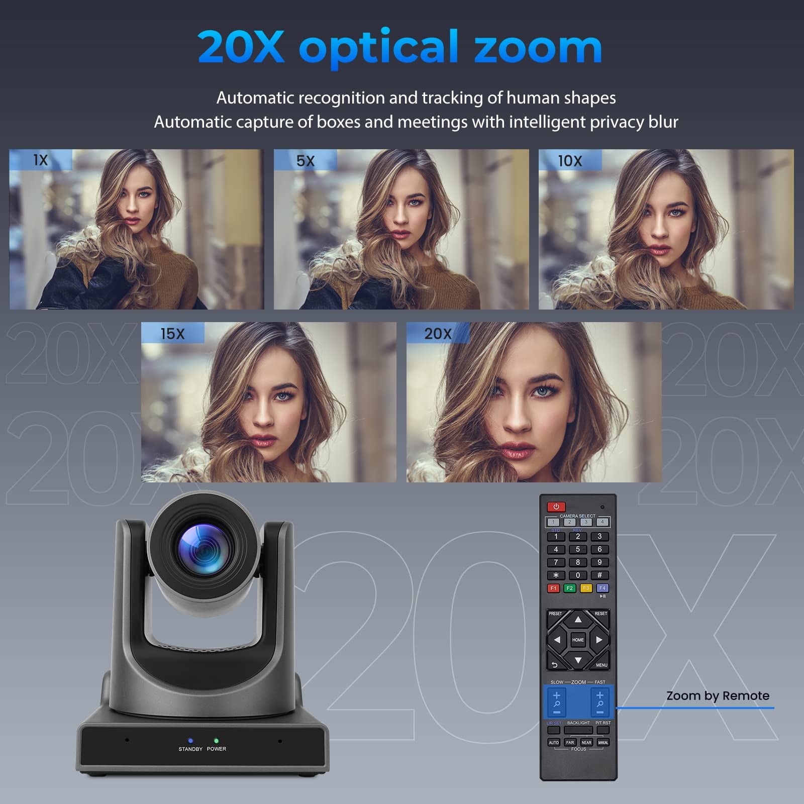 4K PTZ Camera with 20X Optical Zoom - SDI & IP Live Streaming, POE, 3G-SDI/USB Dual Output - Professional Video Conference Camera for Church, School, Studio & Live Events (Ideal for Worship Services, Online Classes & Webinars)