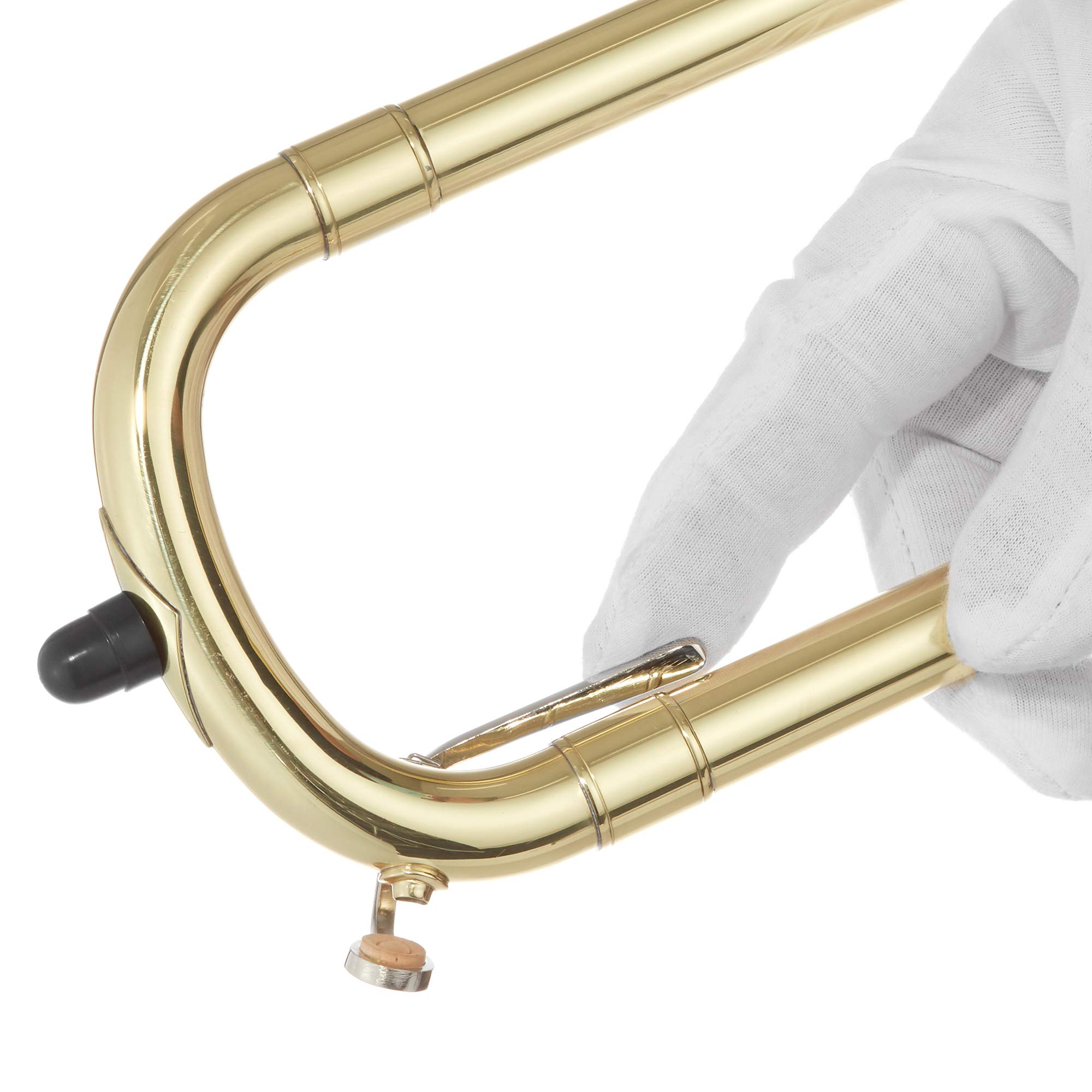 Ashthorpe Bb Tenor Slide Trombone with Gold Lacquer Finish - Professional Brass Instrument with Case, Mouthpiece, Gloves, Cleaning Kit & Slide Grease - Perfect for School Bands, Jazz Ensembles & Orchestral Performances