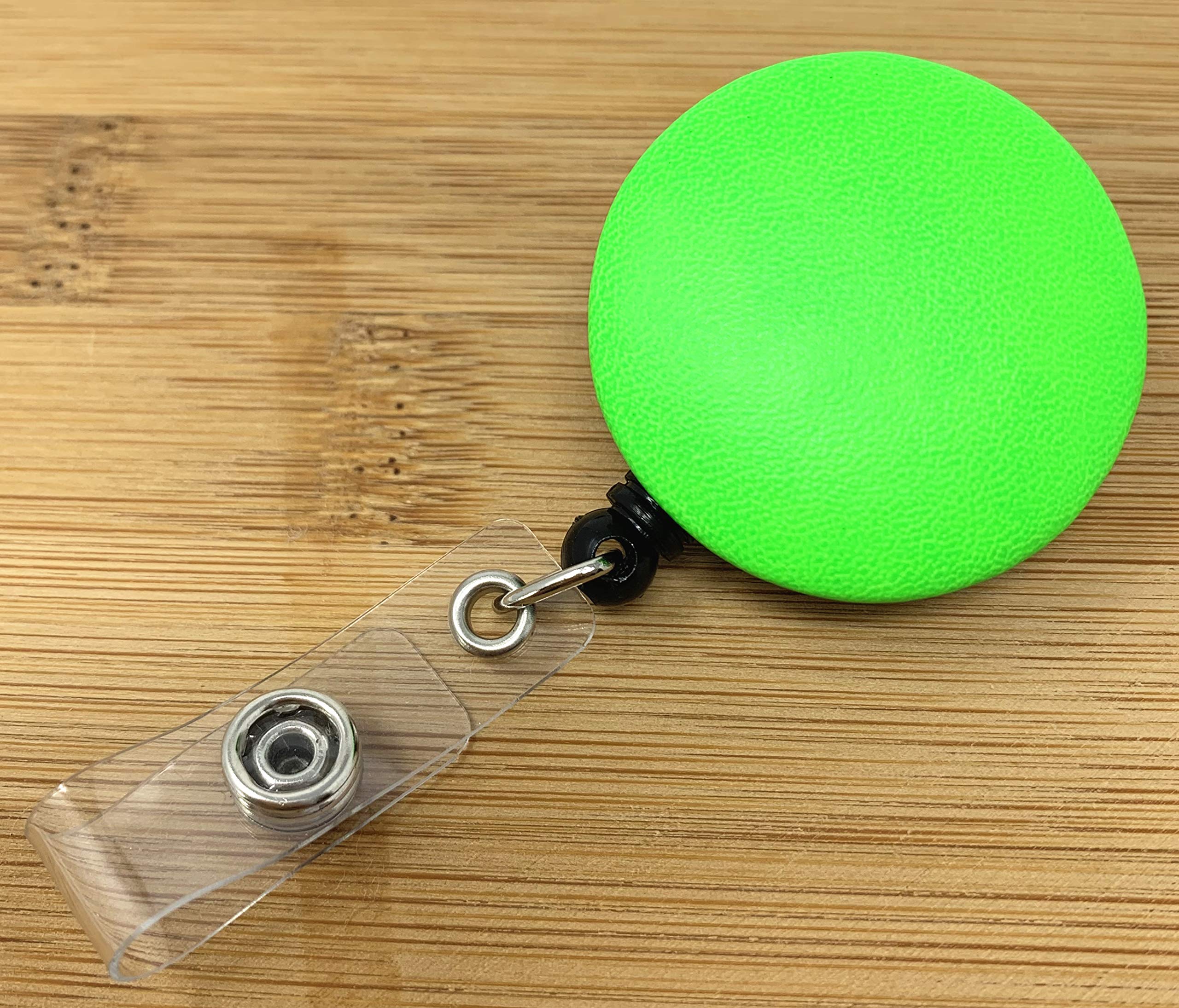 Premium Leather Retractable ID Badge Reel with 360° Swivel Clip - Lime Green | Professional Name Tag Holder for Nurses, Teachers & Office Workers