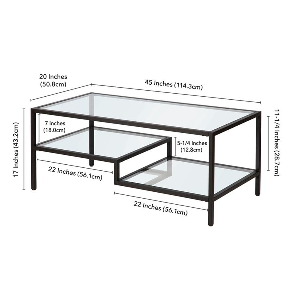 Modern Metal Two-Tier Coffee Table with Blackened Bronze Finish - Perfect for Living Room, Office & Lounge Decor
