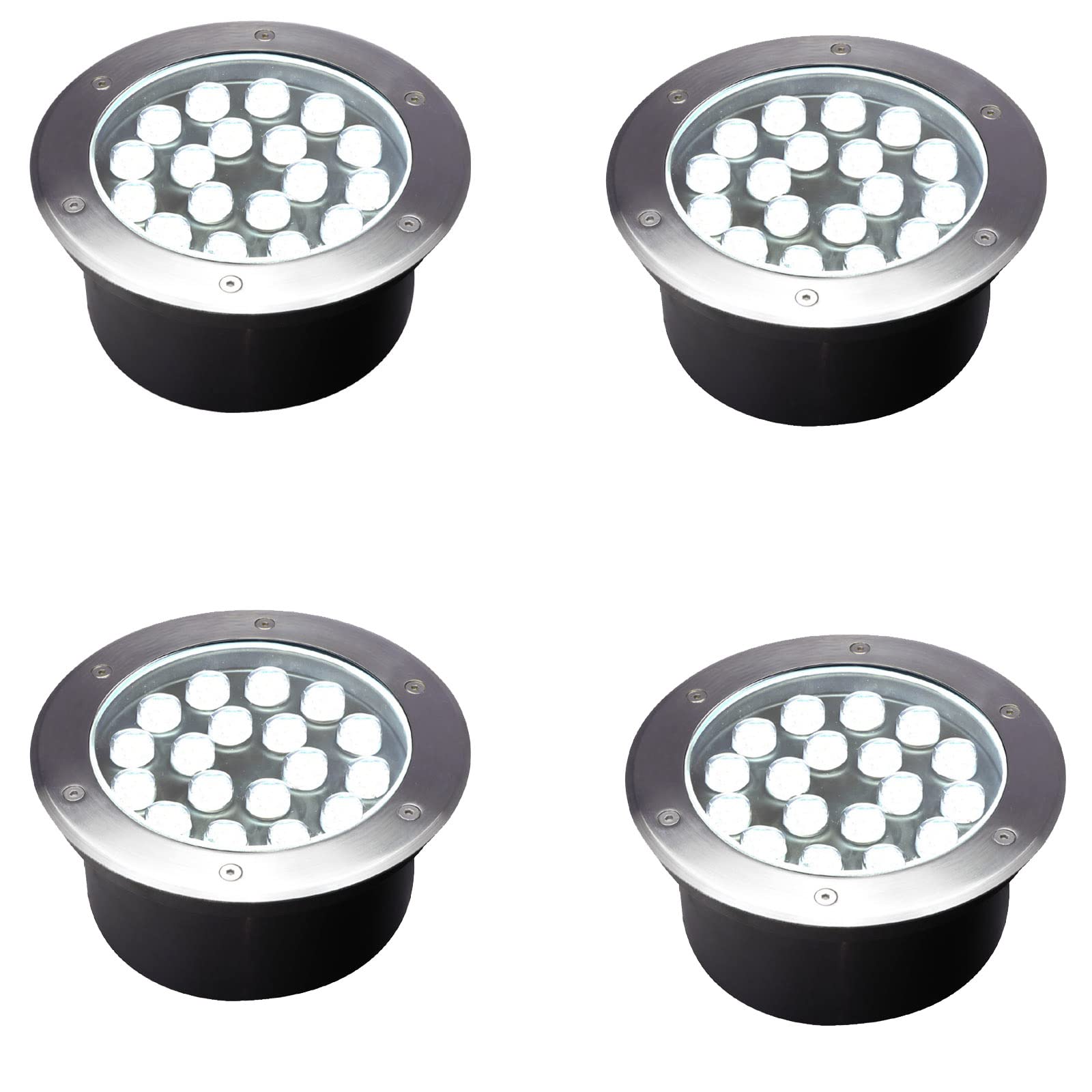 **18W 8-Inch Outdoor In-Ground Well Lights, Waterproof Landscape Lighting 6500K White, High Voltage 110V-120V for Walkway, Driveway, Pathway – Pack of 4 – Perfect for Garden, Yard & Patio Illumination**