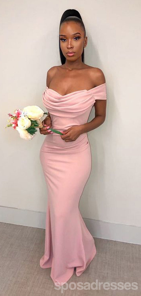 Elegant Pink Mermaid Off Shoulder Long Bridesmaid Dress WG1449 - Perfect for Weddings, Prom, Formal Events & Special Occasions