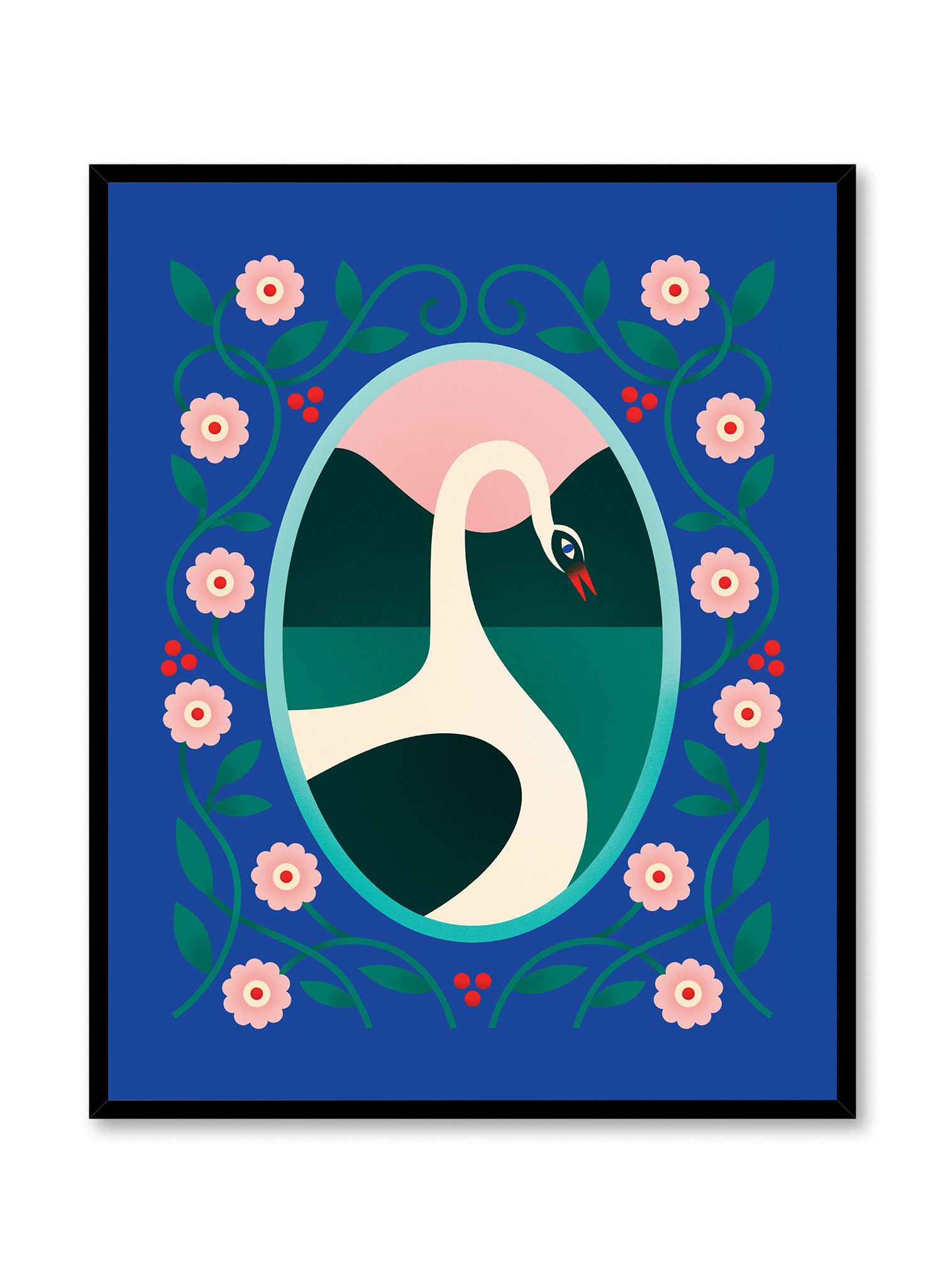 Mountain Lake Swan Poster - Elegant Waterfowl Wall Art Decor for Living Room, Bedroom & Office