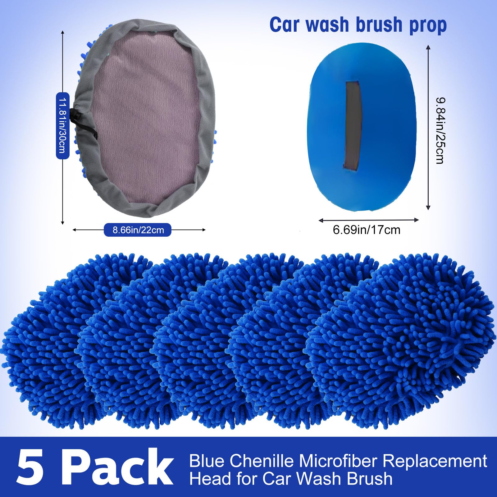Layhit 5-Piece Premium Car Wash Mitt Set - Super Soft Microfiber Chenille Gloves for Safe Scratching-Free Vehicle Cleaning (Royal Blue) - Perfect for Cars, Trucks, RVs & Pickups - Includes Scratch Replacement Mitts