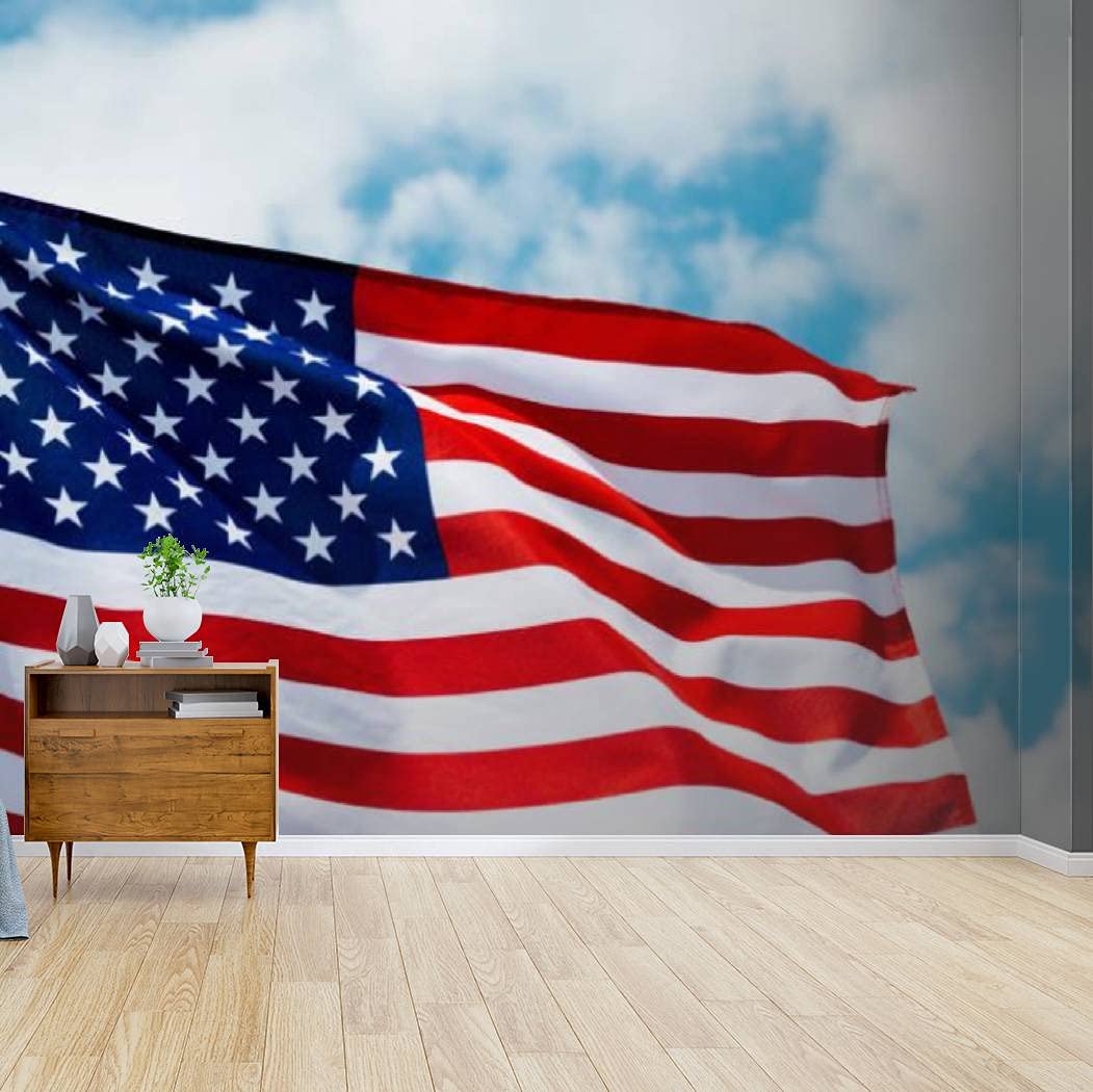 Kanworse Self-Adhesive American Flag Wallpaper - Peel & Stick Canvas Print Wall Mural for Living Room, Bedroom Decor | Easy DIY Home Craft Wall Decal for Patriotic Home & Office Decoration