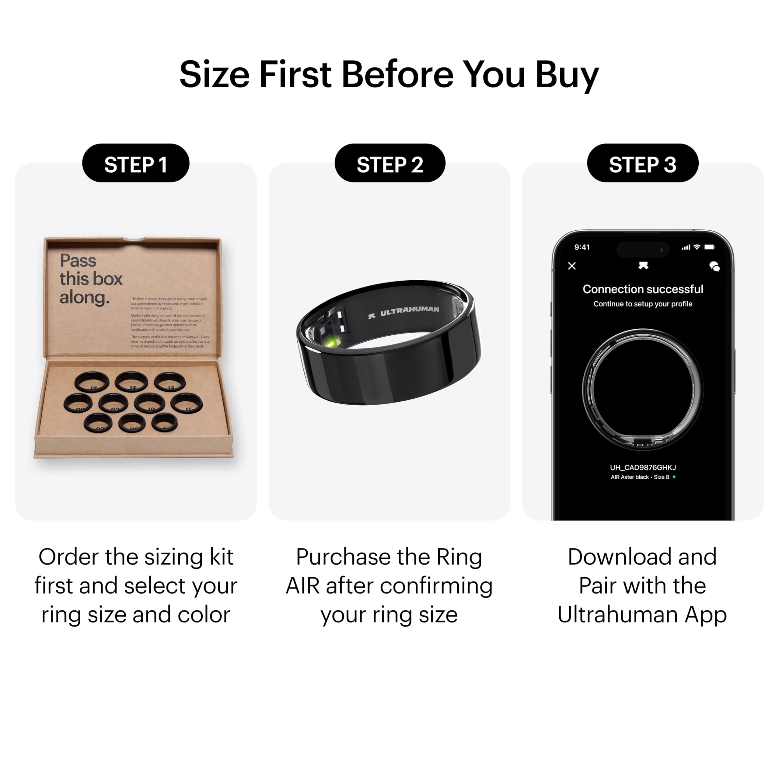 ULTRAHUMAN Ring AIR - Smart Ring for Sleep Tracking & Fitness Monitoring, Wearable Health Tracker for Men & Women (No Subscription Fee for Basic Features) - Perfect for Nighttime Sleep Analysis & Daily Activity Tracking