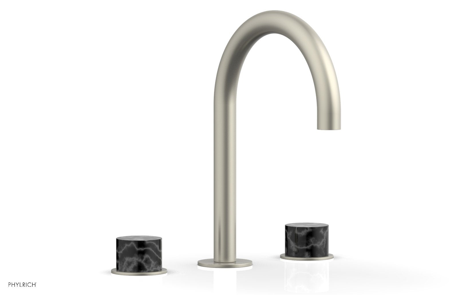 Premium BASIC II Widespread Bathroom Faucet with Black Marble Handles - 8 Inch Centerset, Matte Black Finish for Modern Vanities - Perfect for Guest Bathrooms & Powder Rooms