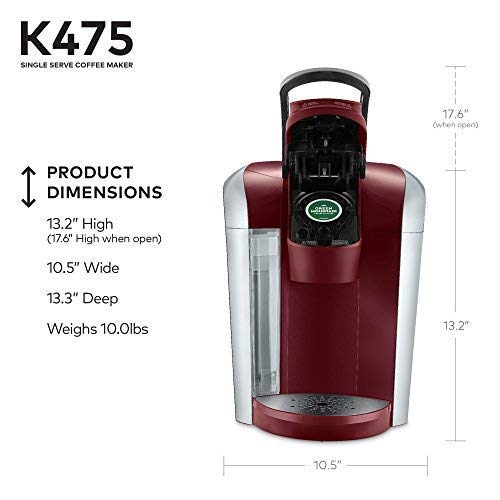 Keurig K475 Single Serve Coffee Maker with K-Cup Pod Brewer - Programmable, Vintage Red - Perfect for Home, Office, and Kitchen Use
