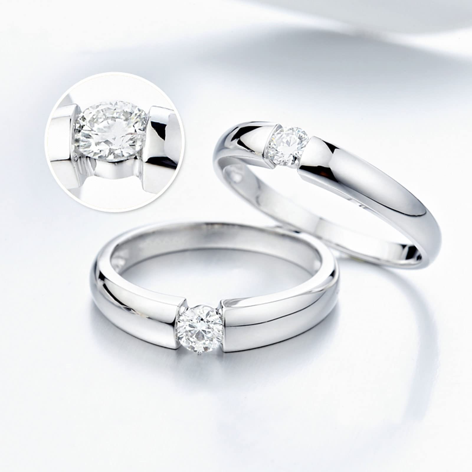 Diamond Matching Couples Rings for Him & Her - Sterling Silver/10K/14K/18K Wedding Promise Bands with Free Engraving | Perfect Anniversary Gift for Couples, Valentine's Day Present