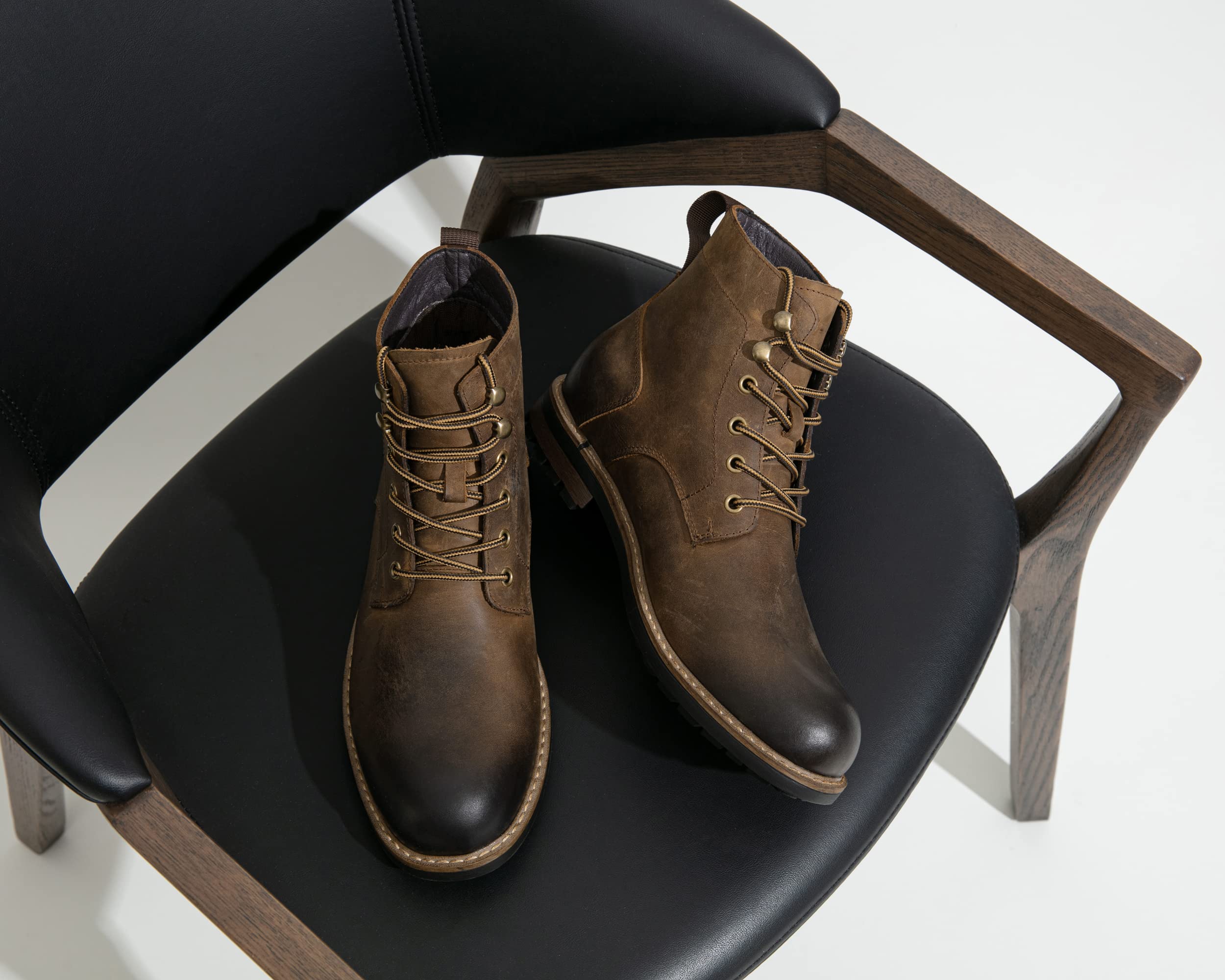 Premium Jousen Men's Chukka Boots - Genuine Leather Black Ankle Boots for Casual & Business Wear | Comfortable & Stylish Footwear for Work, Travel & Outdoor Activities