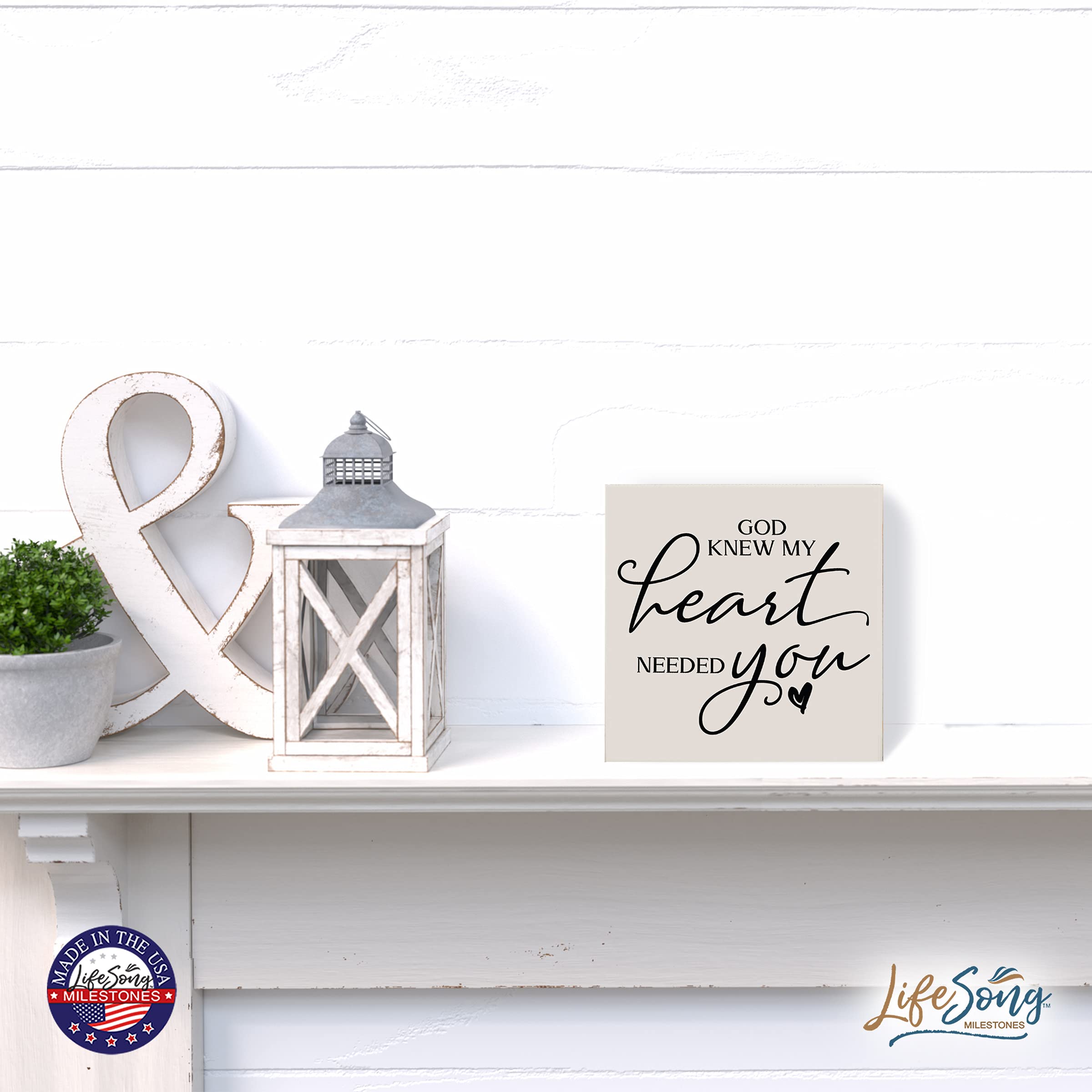 LifeSong Milestones Custom Inspirational Wooden Wall Art - 6x6 Shadow Box Hanging Decor with Modern Quotes - Perfect for Home Office Nursery Decor & Thoughtful Gift Idea (Hearts Design, White)