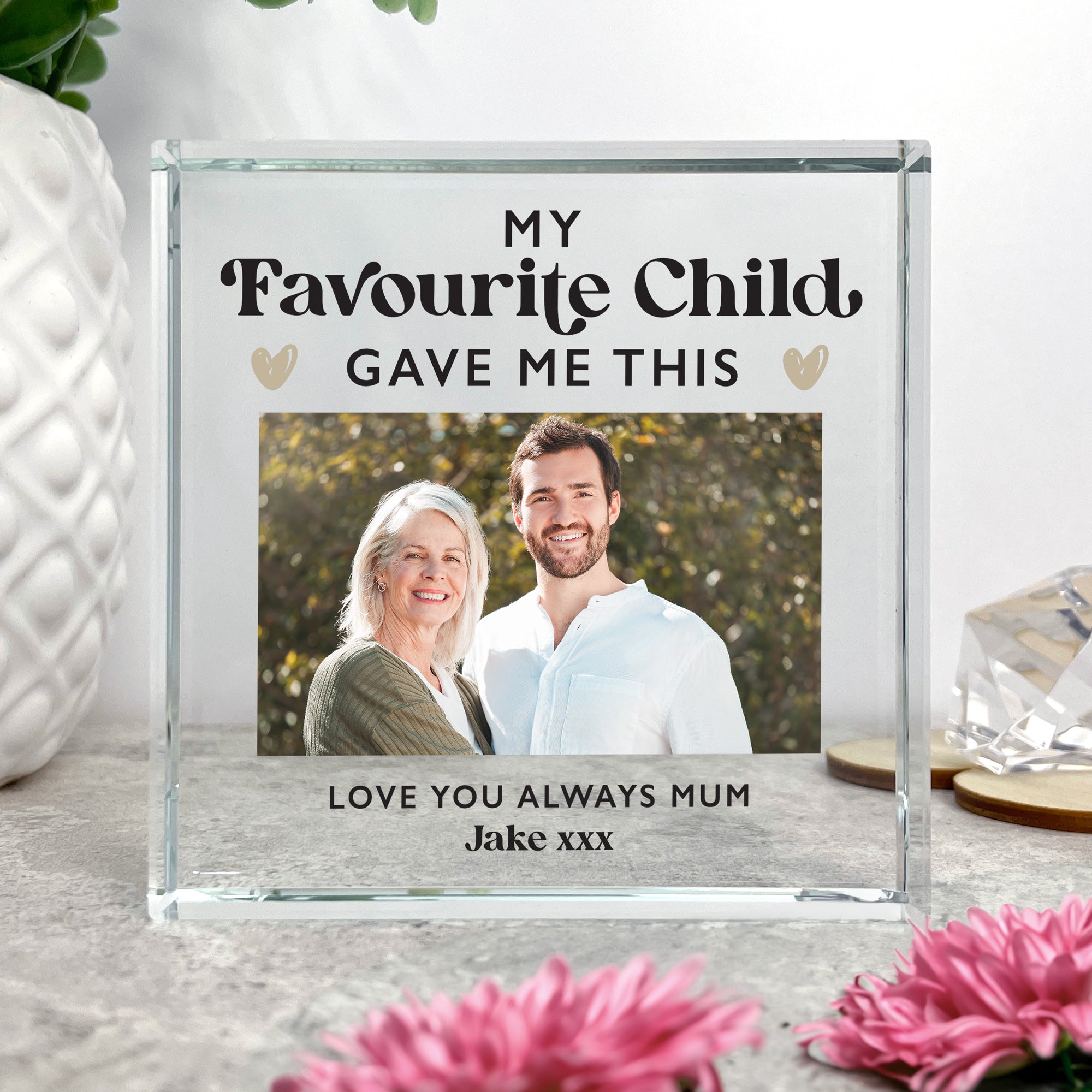 Personalized 'My Favorite Child Gave Me This' Photo Crystal Keepsake - Perfect for Mother's Day, Birthday Gifts & Family Keepsakes
