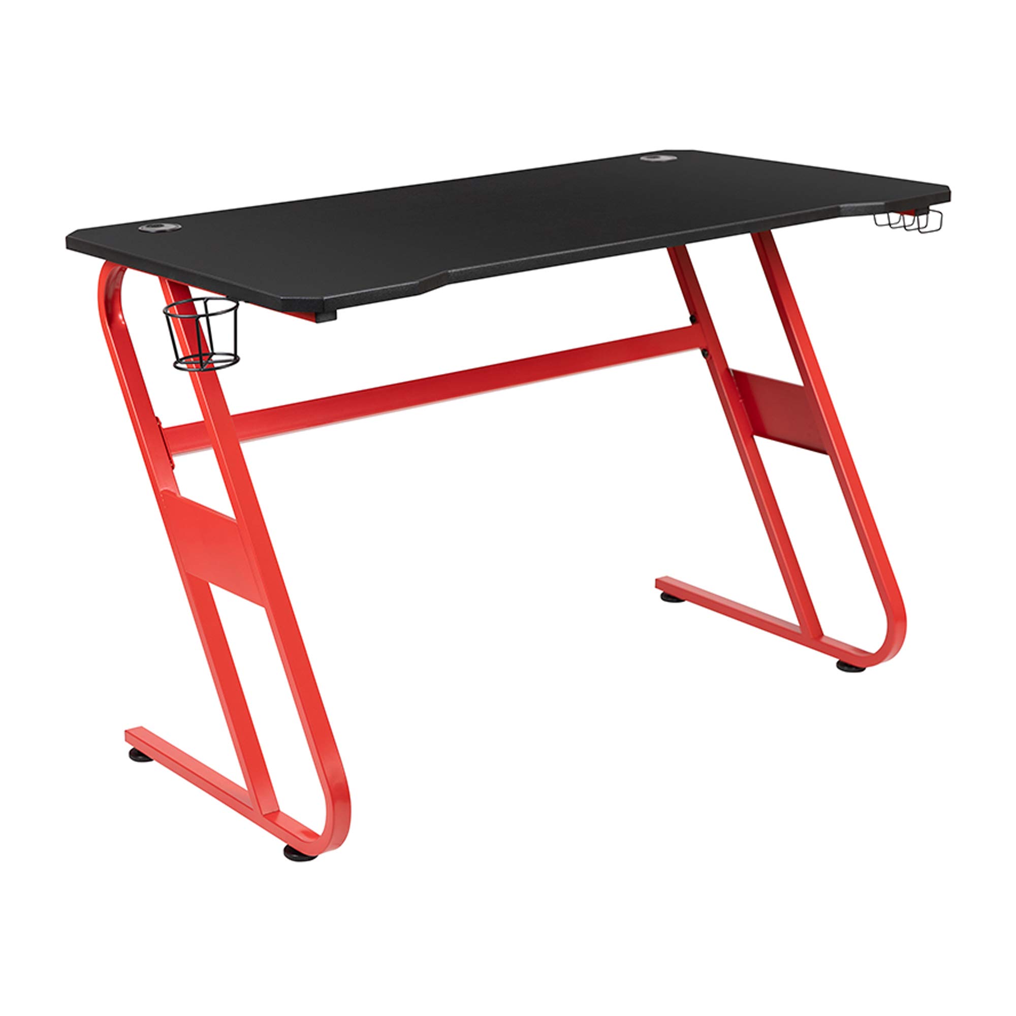Flash Furniture Red Gaming Desk & Camouflage Black Racing Chair Set with Cup Holder & Headphone Hook - Perfect for Gamers, Streamers & Home Office Setup