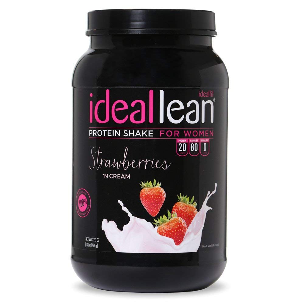 IdealLean Women's Whey Protein Powder - 20g Protein Isolate per Serving | Low Carb, Supports Weight Loss & Muscle Tone | with Folic Acid & Vitamin D | 30 Servings, Strawberries & Cream Flavor | Perfect for Post-Workout Recovery & Healthy Meal Replacement